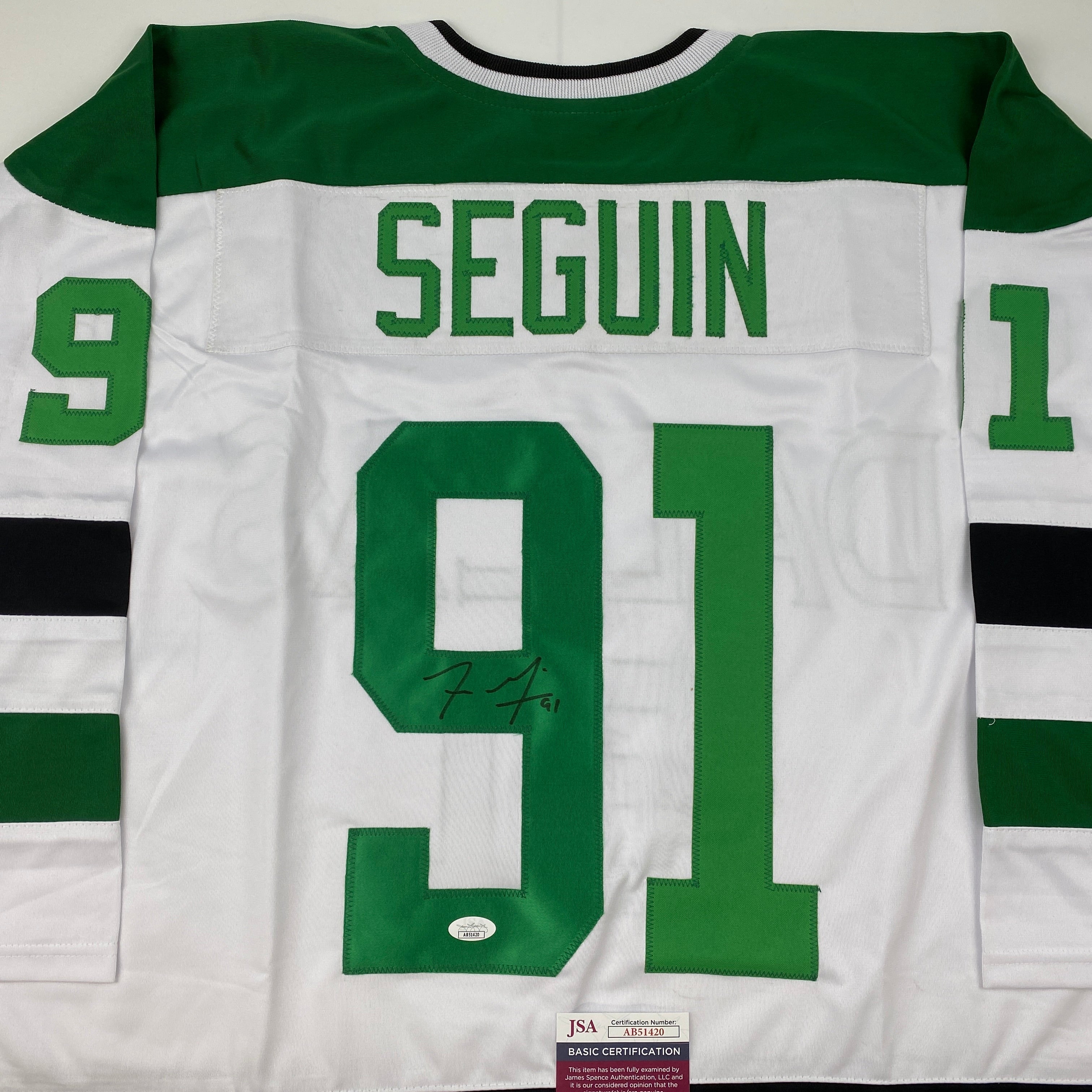 Autographed/Signed Tyler Seguin Dallas White Hockey Jersey JSA COA