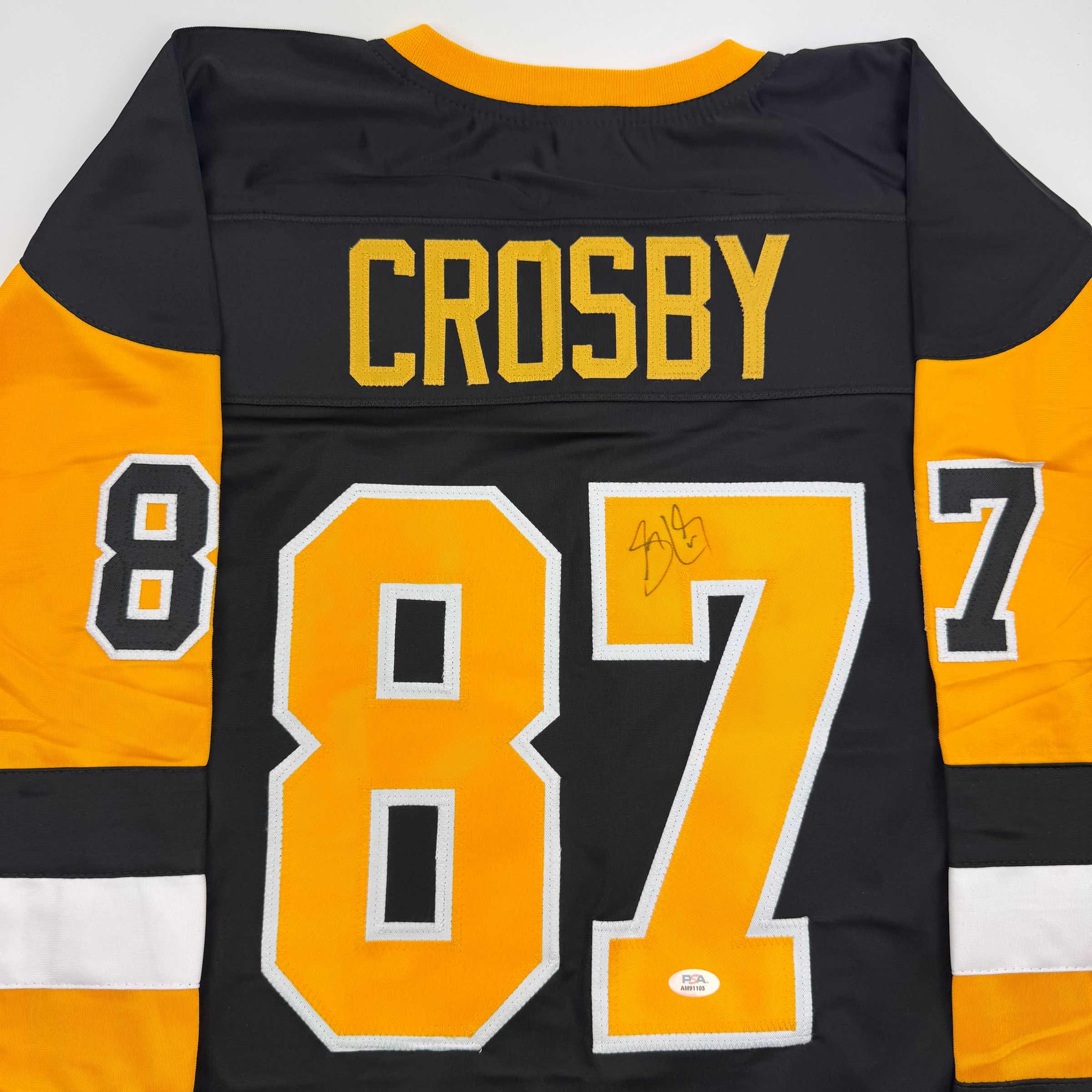 Autographed/Signed Sidney Crosby Pittsburgh Black Hockey Jersey PSA COA