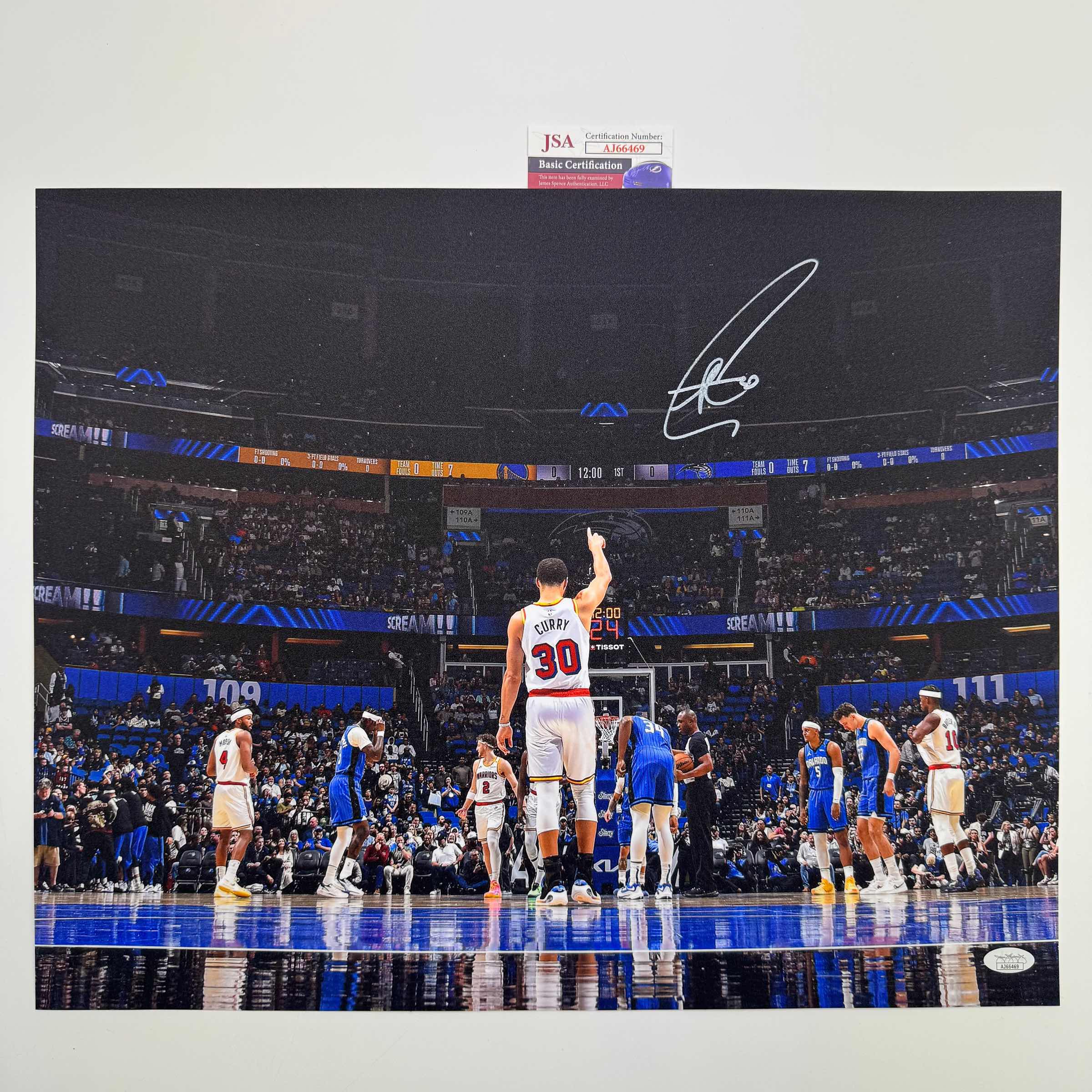 Autographed/Signed Stephen Steph Curry Golden State Warriors 16x20 Basketball Photo JSA COA