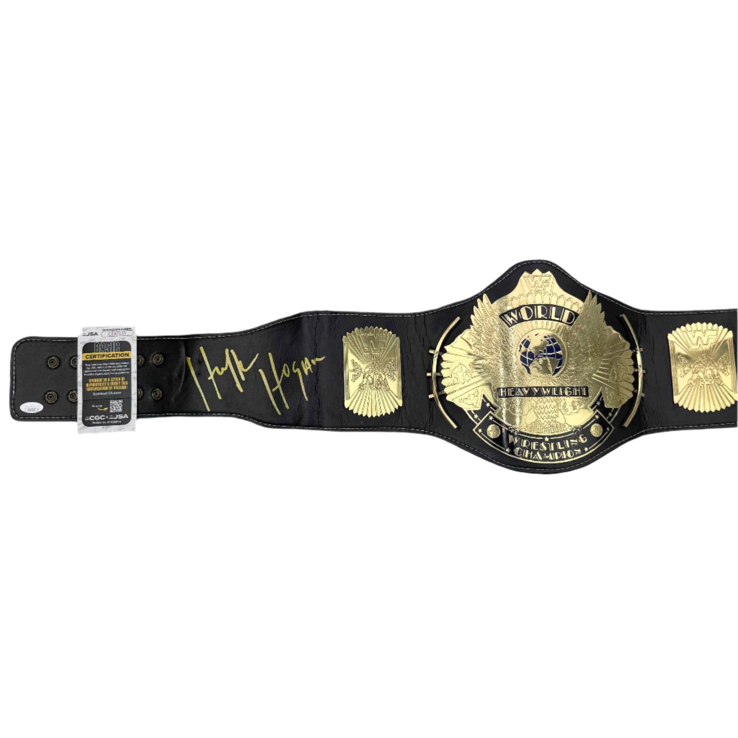 Autographed/Signed Hulk Hogan Inscribed "Brother" WWE World Heavy Weight Champion Black Replica Wrestling Belt JSA COA