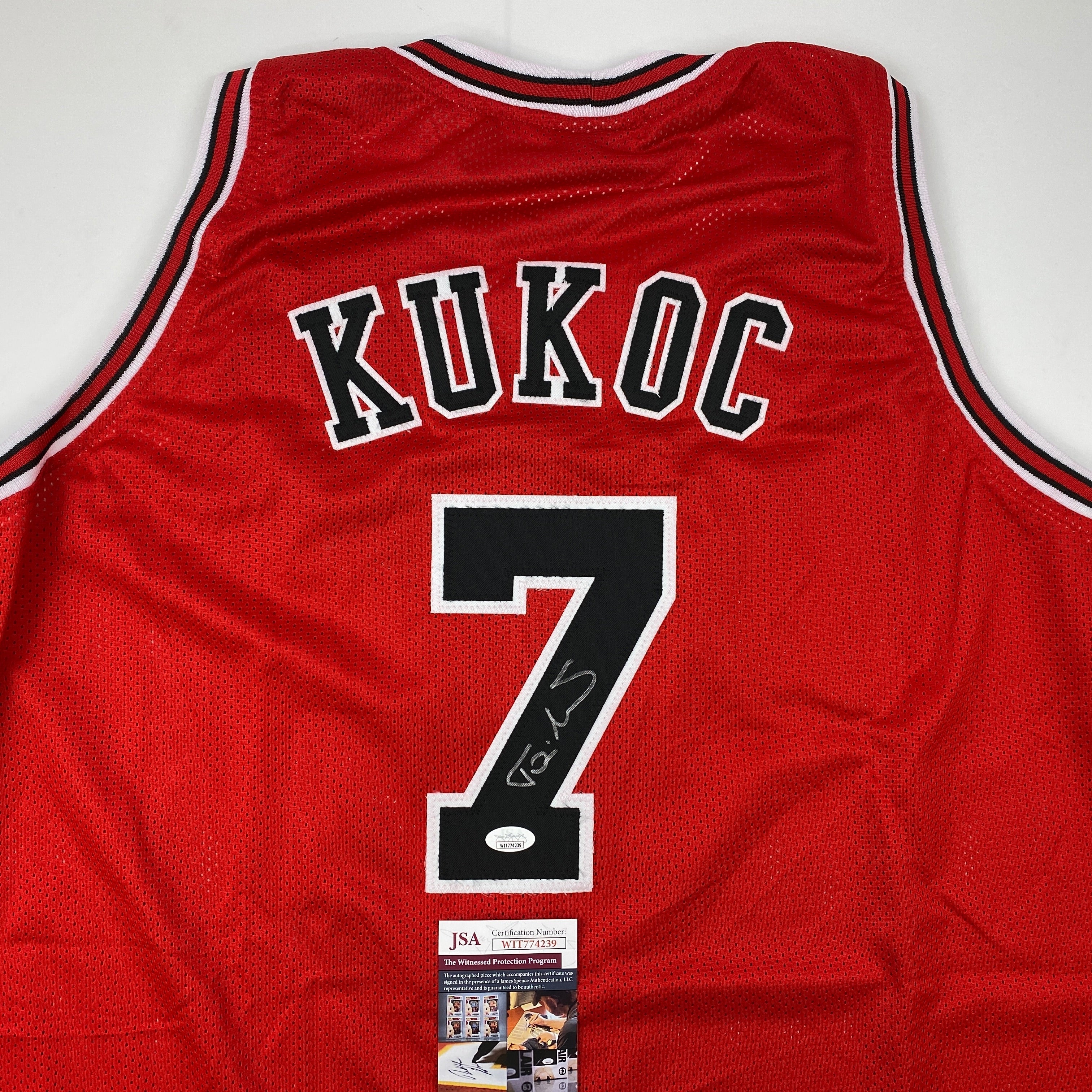 Autographed/Signed Toni Kukoc Chicago Red Basketball Jersey JSA COA