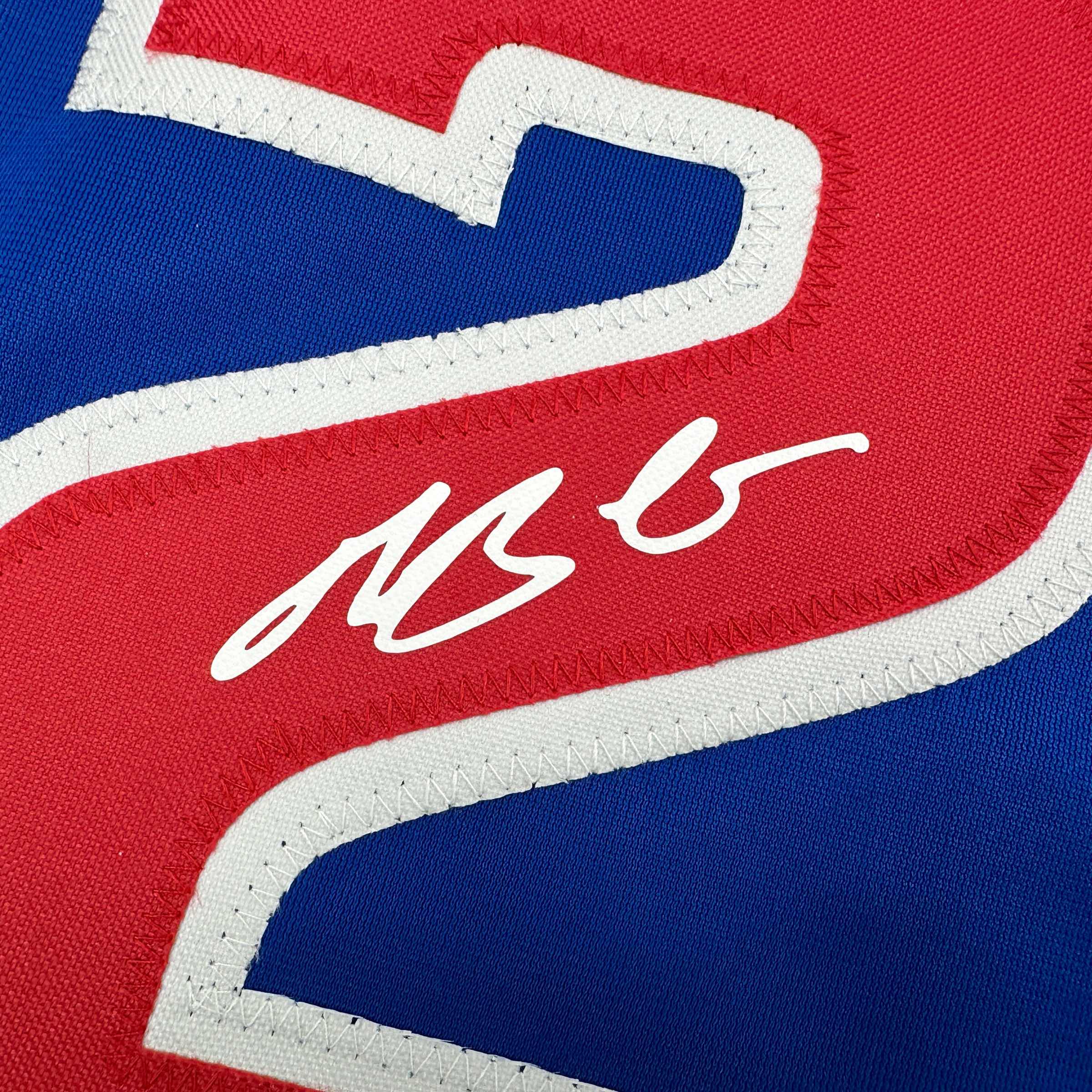 Framed Facsimile Autographed Michael Busch 35x39 Chicago Blue Reprint Laser Auto Baseball Jersey