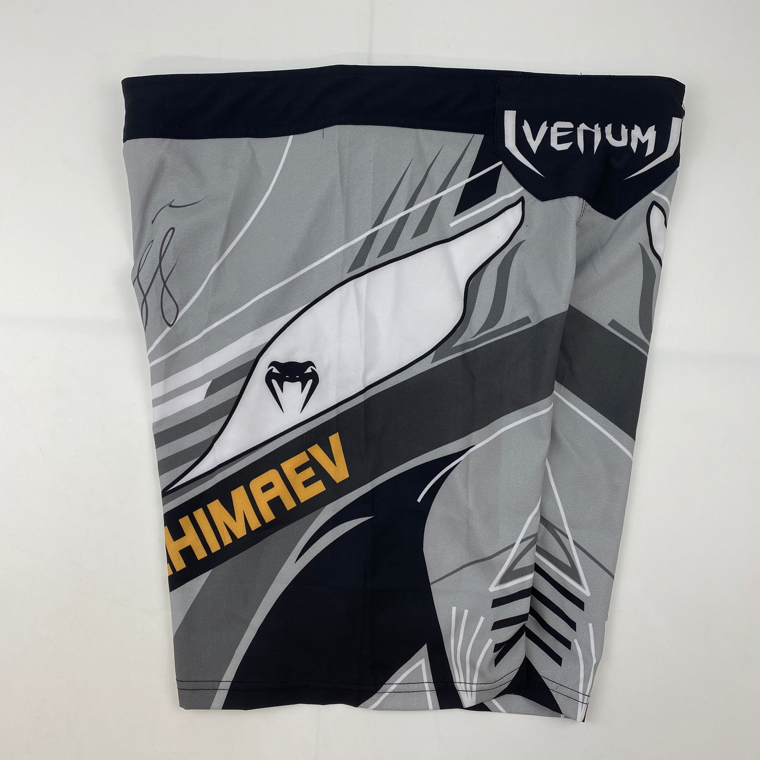 Autographed/Signed Khamzat Borz Chimaev UFC MMA Ultimate Fighting Grey Trunks PSA/DNA COA