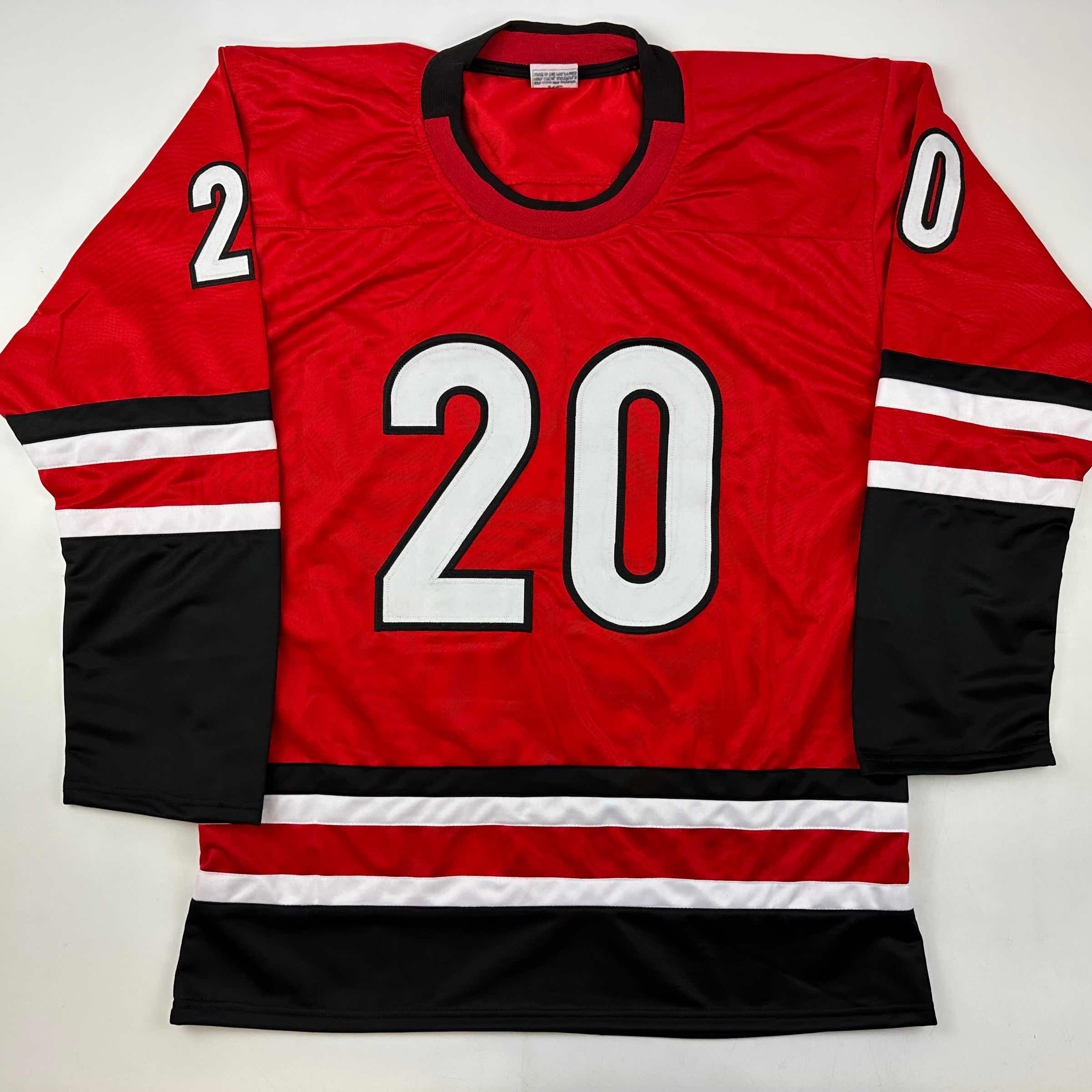 Facsimile Autographed Sebastian Aho Carolina Red Reprint Laser Auto Hockey Jersey Size Men's XL