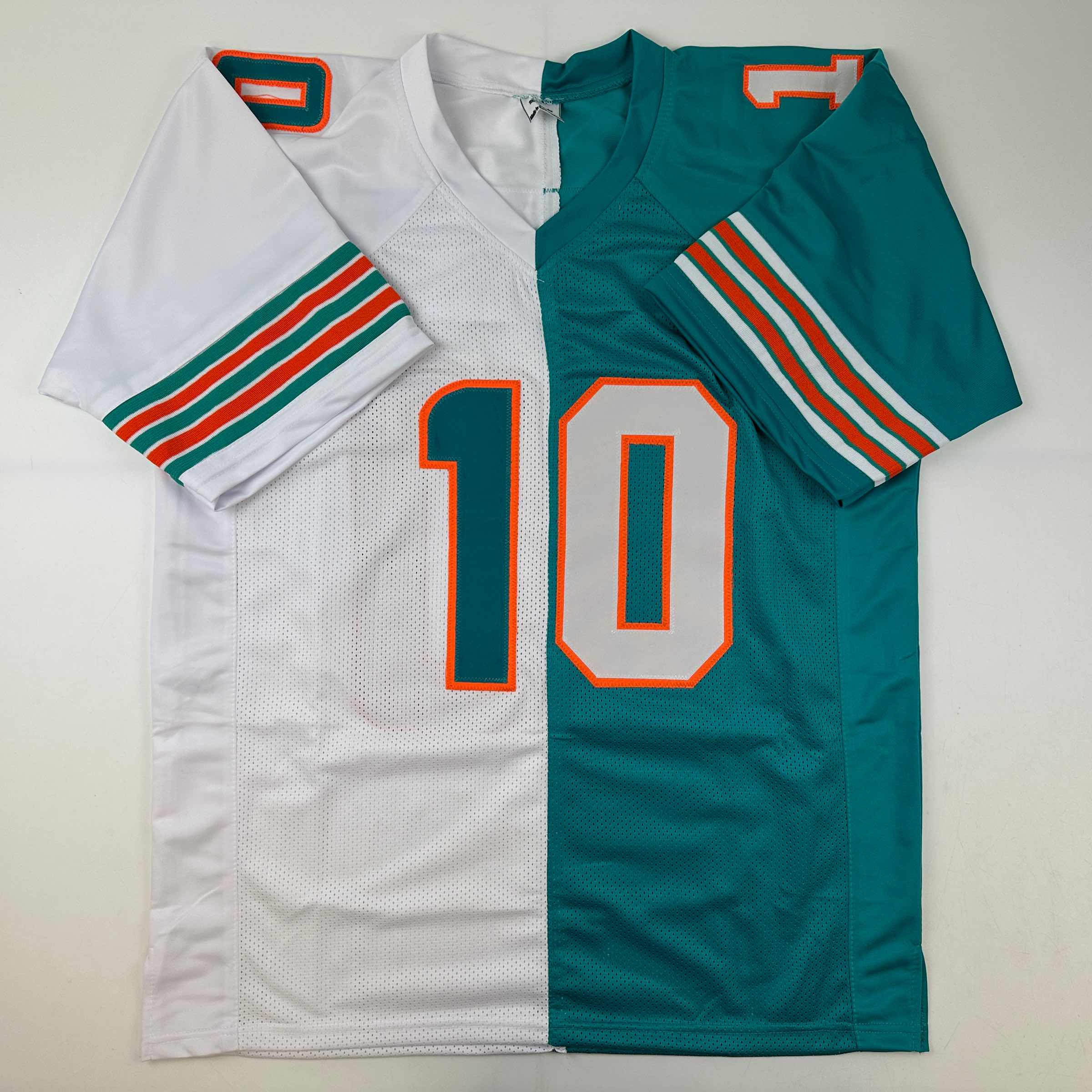 Autographed/Signed Tyreek Hill Miami Split Teal/White Football Jersey Beckett BAS COA