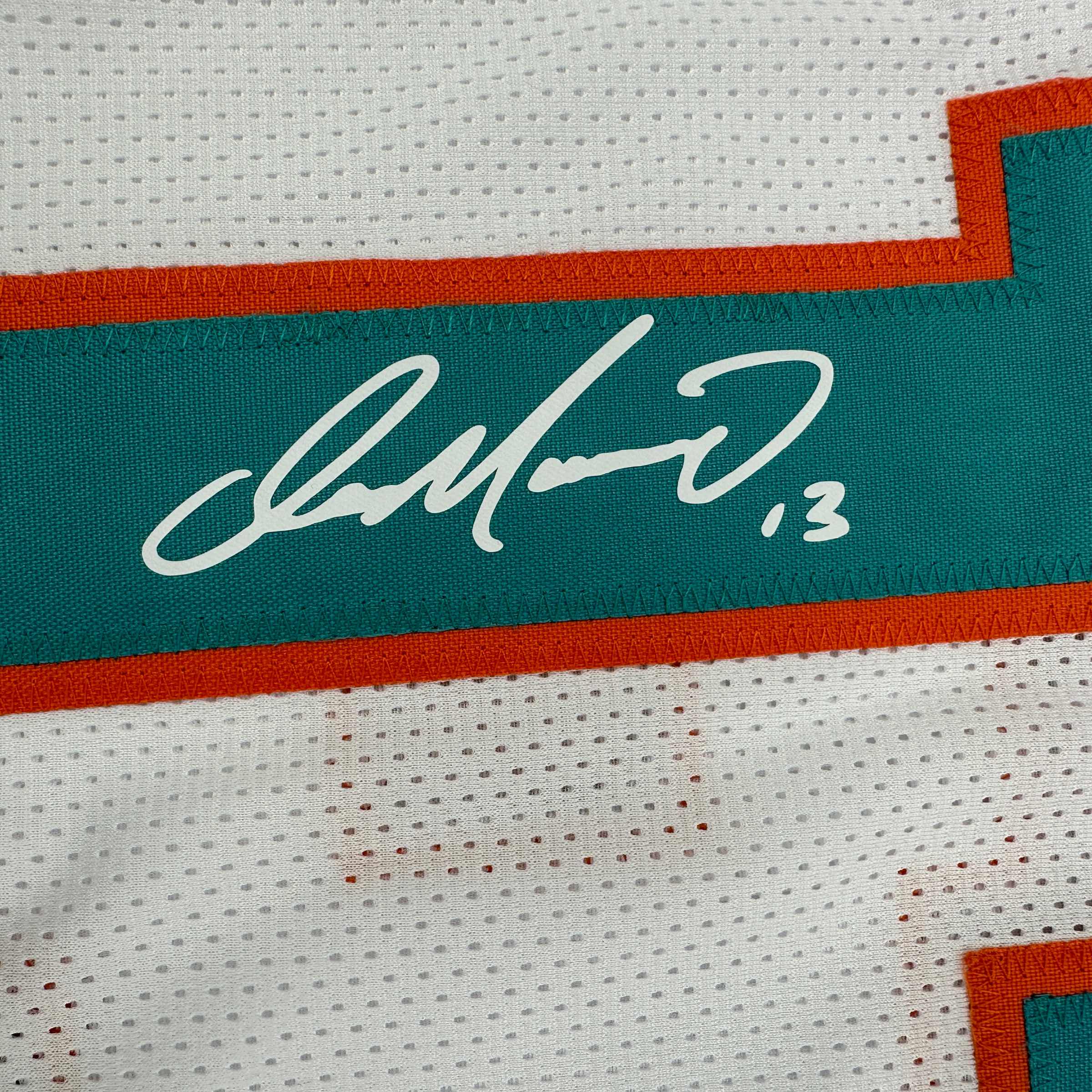 Facsimile Autographed Dan Marino Miami White Reprint Laser Auto Football Jersey Size Men's XL