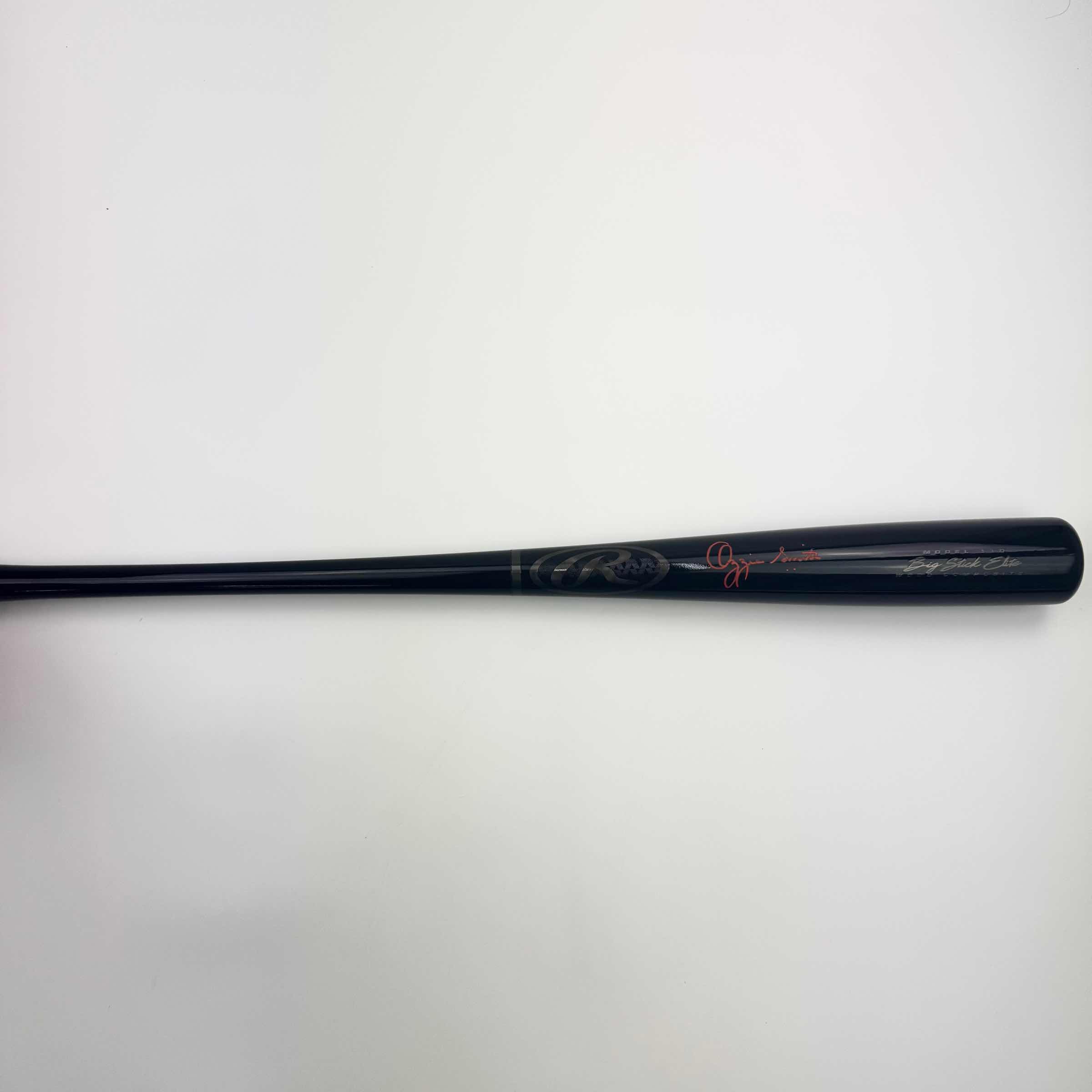 Autographed/Signed Ozzie Smith Black Rawlings Pro Baseball Bat Fanatics Authentic COA
