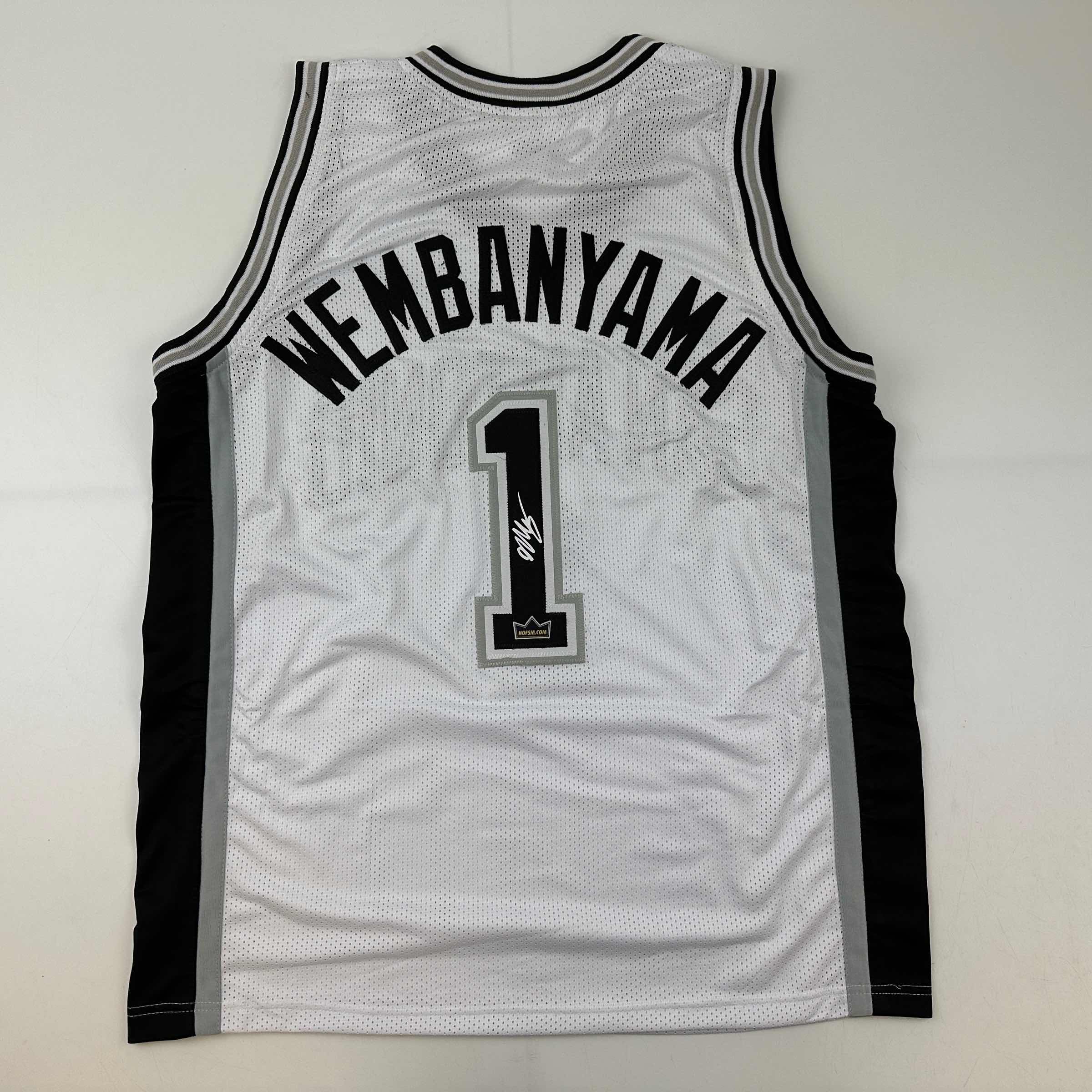 Facsimile Autographed Victor Wembanyama San Antonio White Reprint Laser Auto Basketball Jersey Size Men's XL