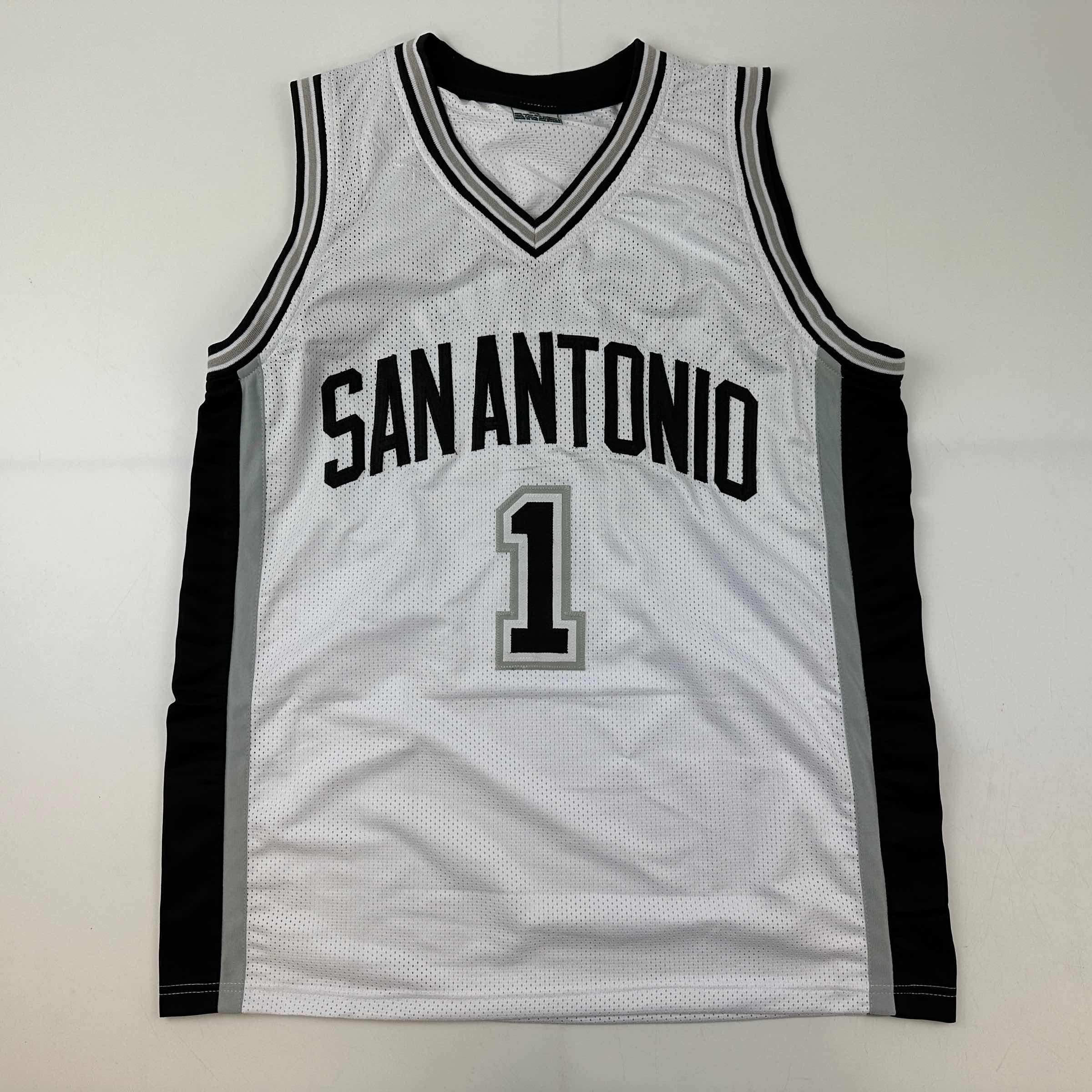 Facsimile Autographed Victor Wembanyama San Antonio White Reprint Laser Auto Basketball Jersey Size Men's XL