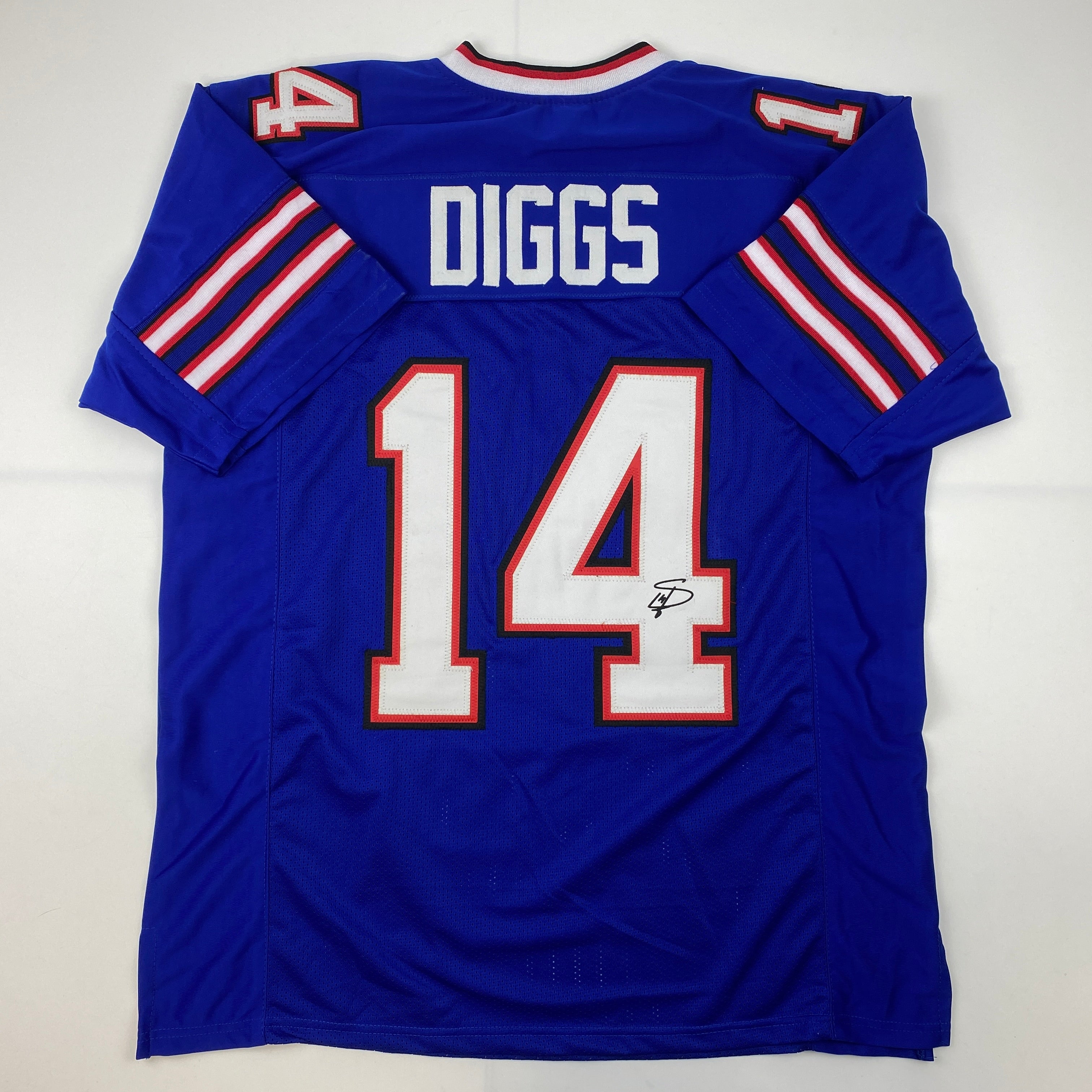 Facsimile Autographed Stefon Diggs Buffalo Blue Reprint Laser Auto Football Jersey Size Men's XL