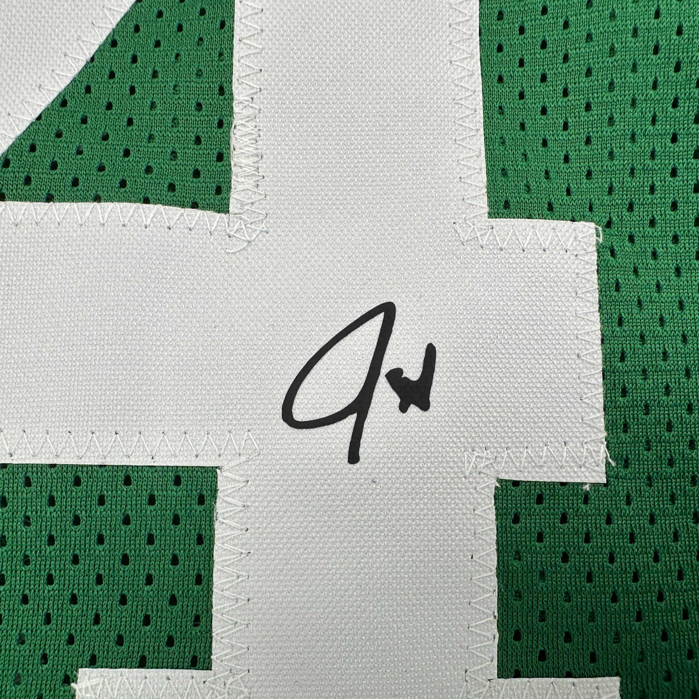 Framed Facsimile Autographed Jrue Holiday 35x39 Boston Green Reprint Laser Auto Basketball Jersey