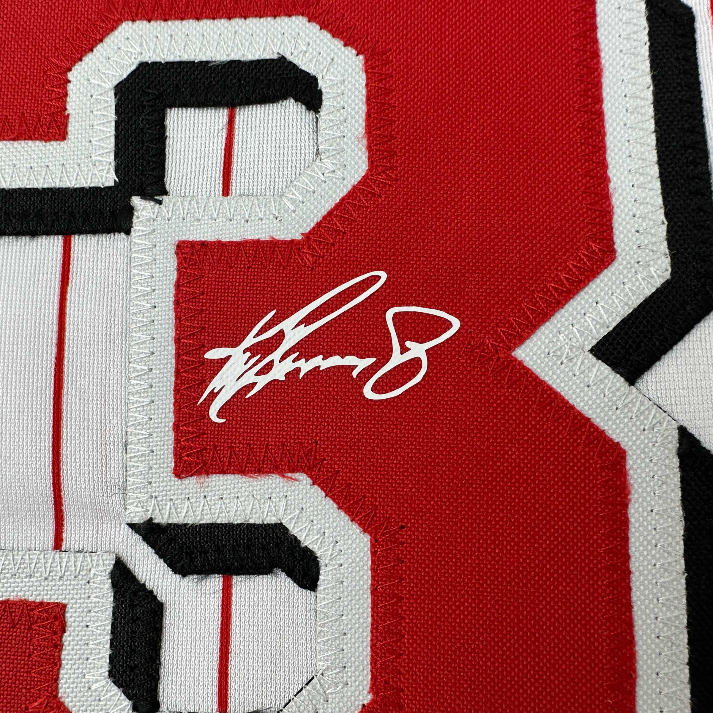 Facsimile Autographed Ken Griffey Jr. Cincinnati Pinstripe Reprint Laser Auto Baseball Jersey Size Men's XL