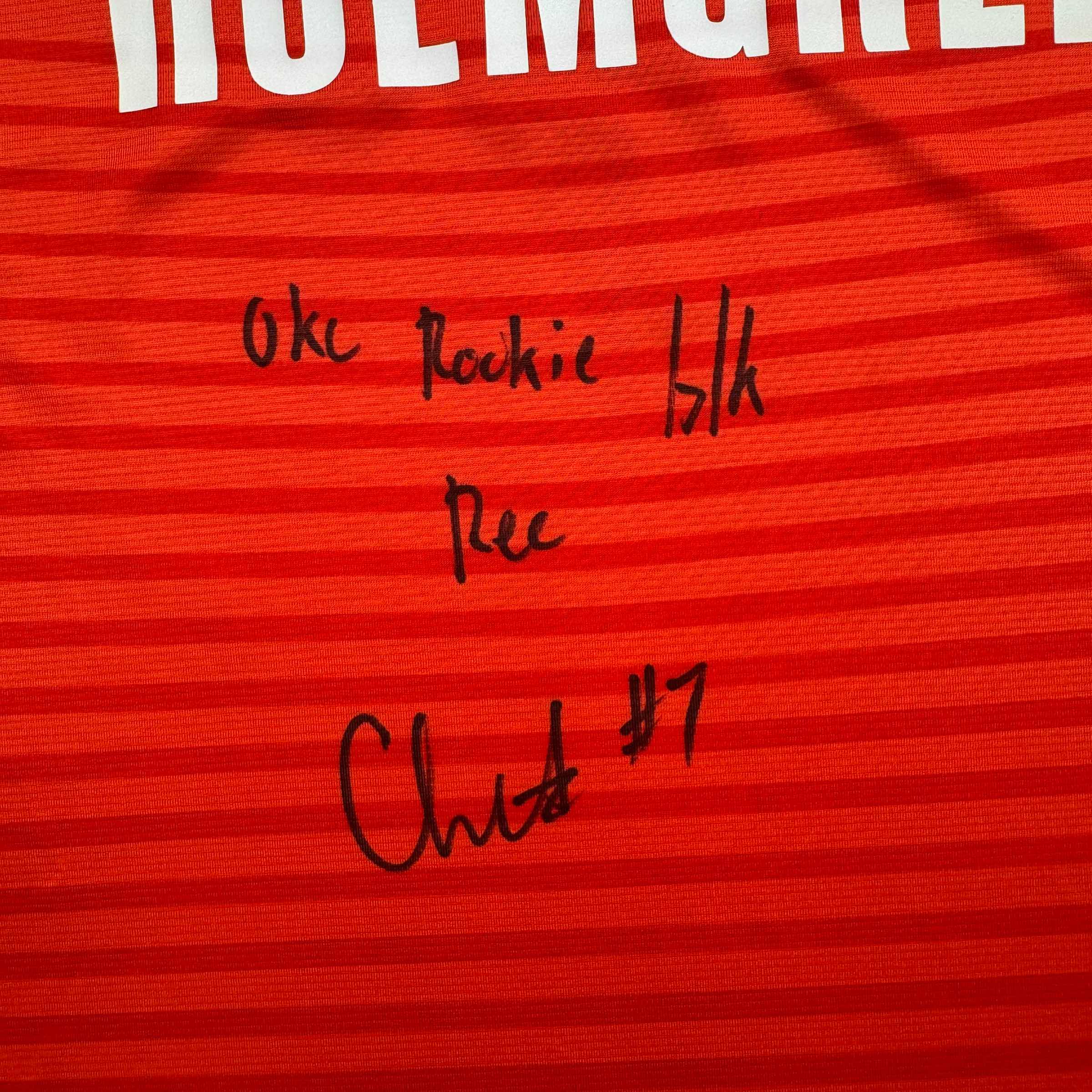 Autographed/Signed Chet Holmgren "OKC Rookie Blk Rec" Oklahoma City Thunder Orange Basketball Jersey Beckett BAS COA
