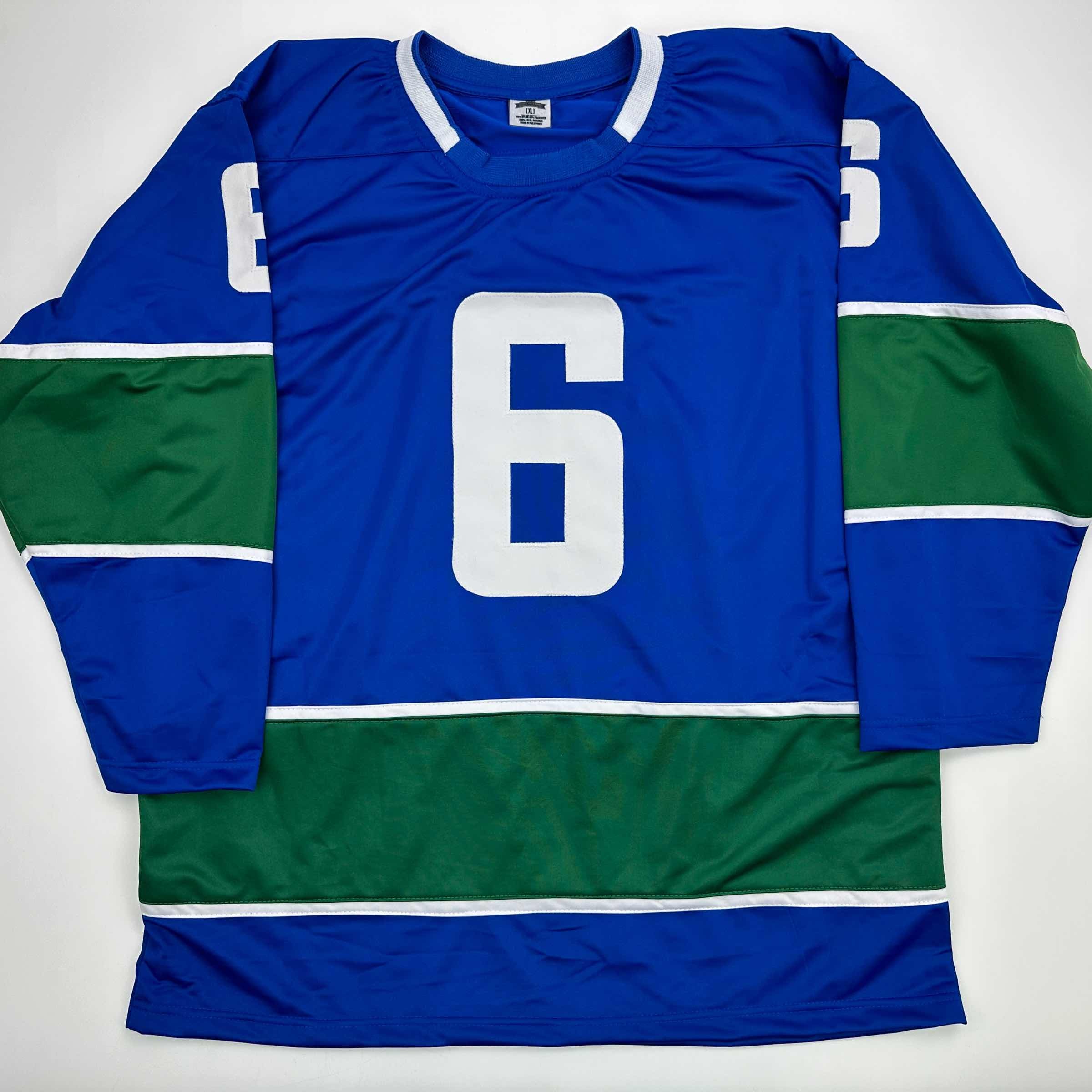 Facsimile Autographed Brock Boeser Vancouver Blue Reprint Laser Auto Hockey Jersey Size Men's XL