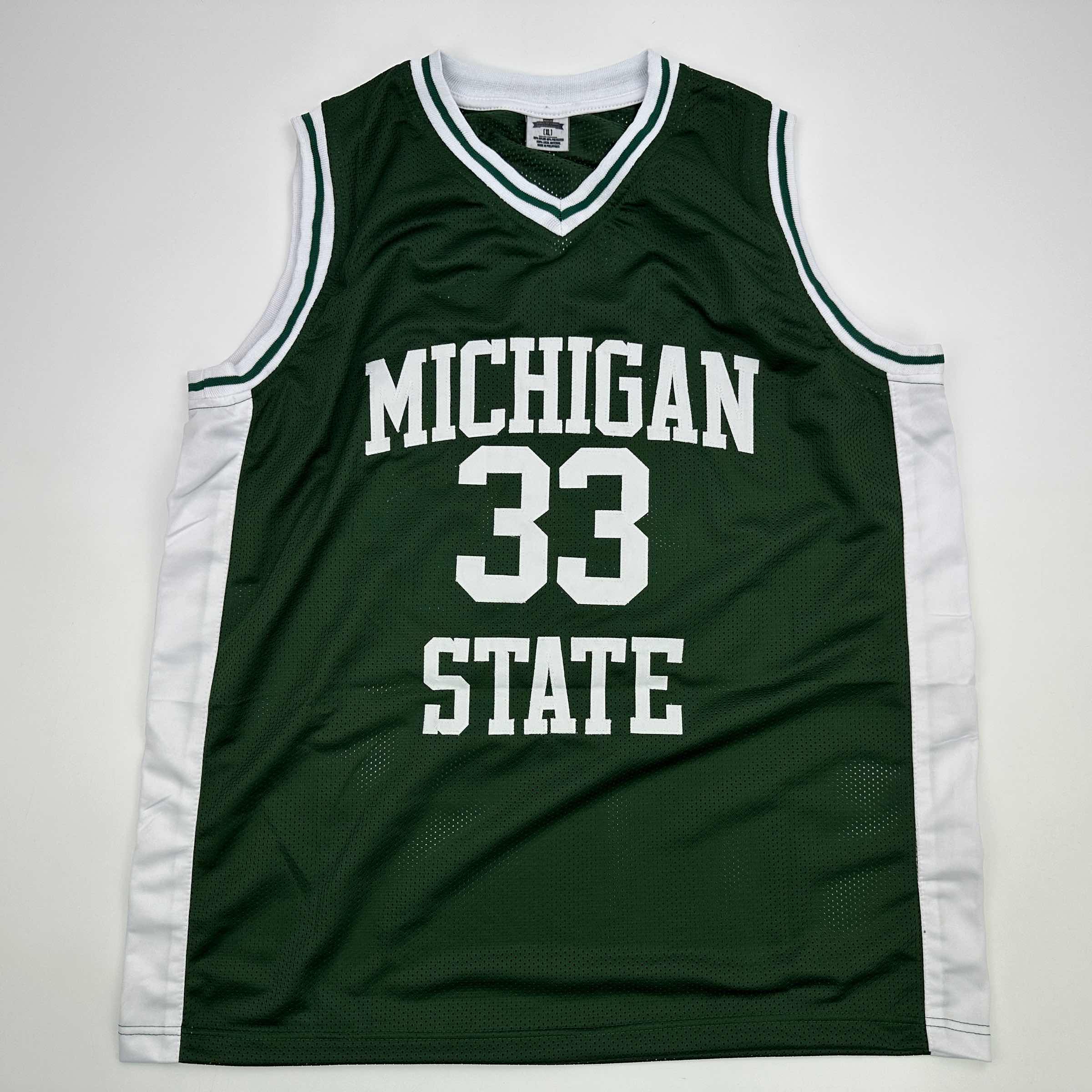 Facsimile Autographed Earvin Magic Johnson Michigan State Green Reprint Laser Auto College Basketball Jersey Size Men's XL