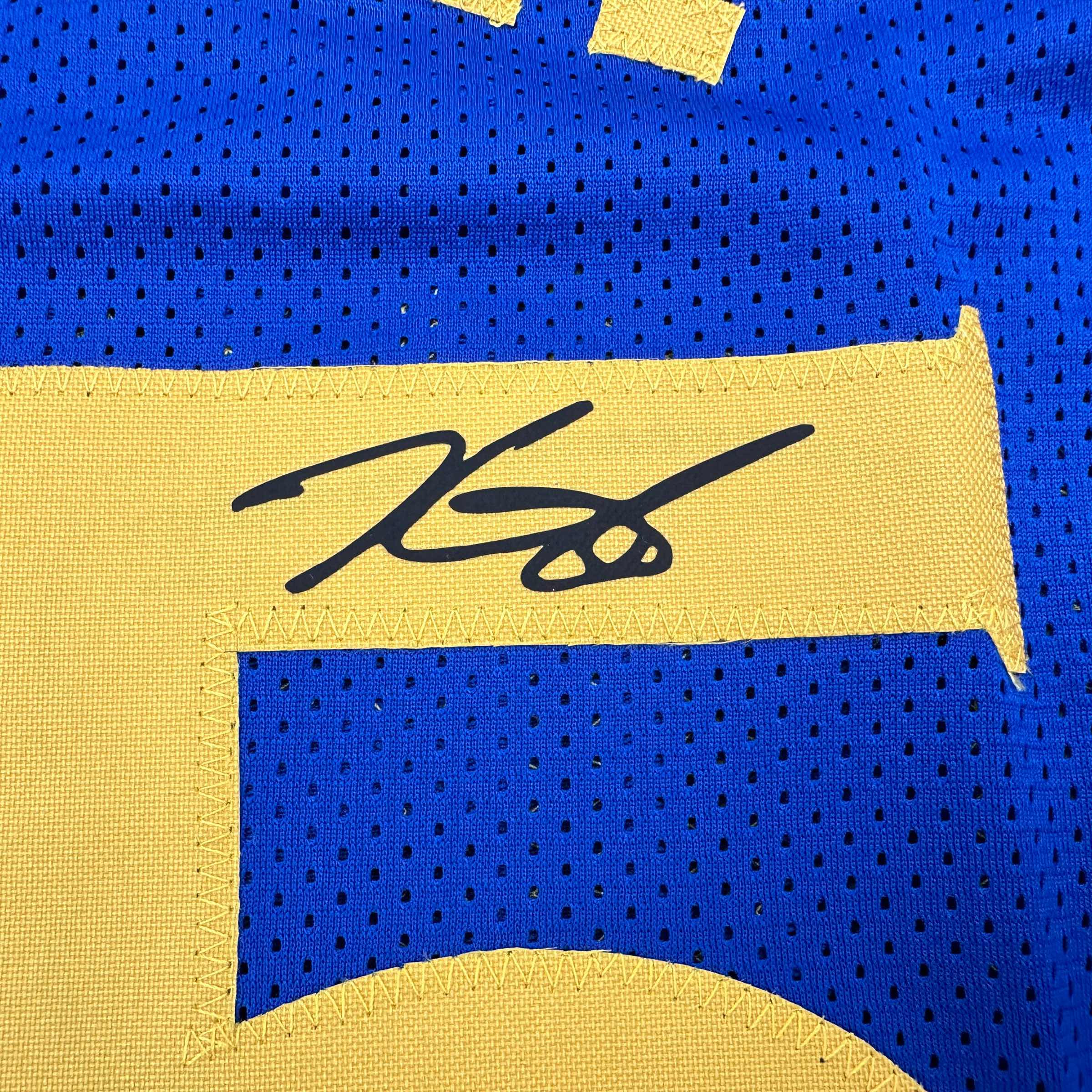 Facsimile Autographed Kevin Durant Golden State Blue Reprint Laser Auto Basketball Jersey Size Men's XL