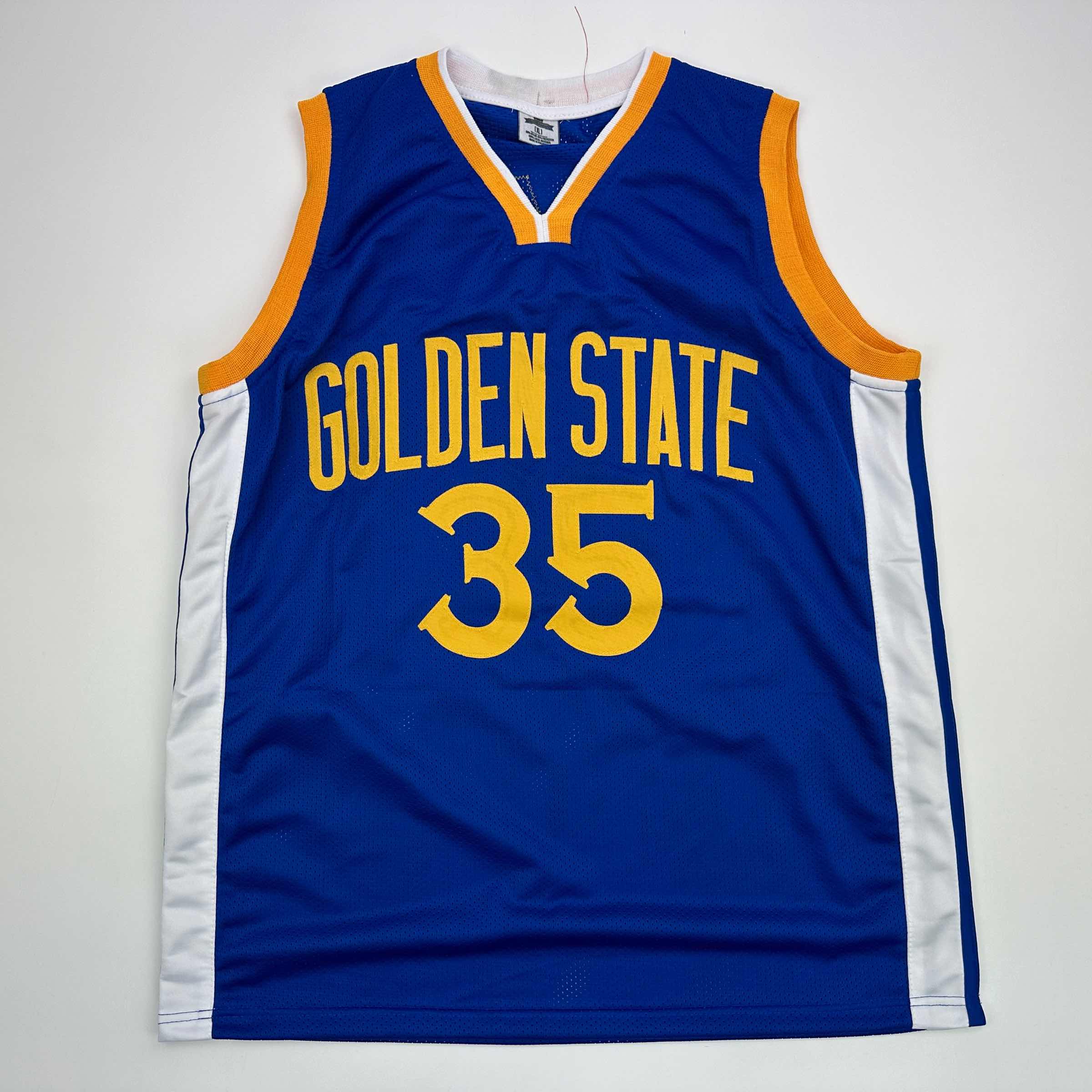 Facsimile Autographed Kevin Durant Golden State Blue Reprint Laser Auto Basketball Jersey Size Men's XL