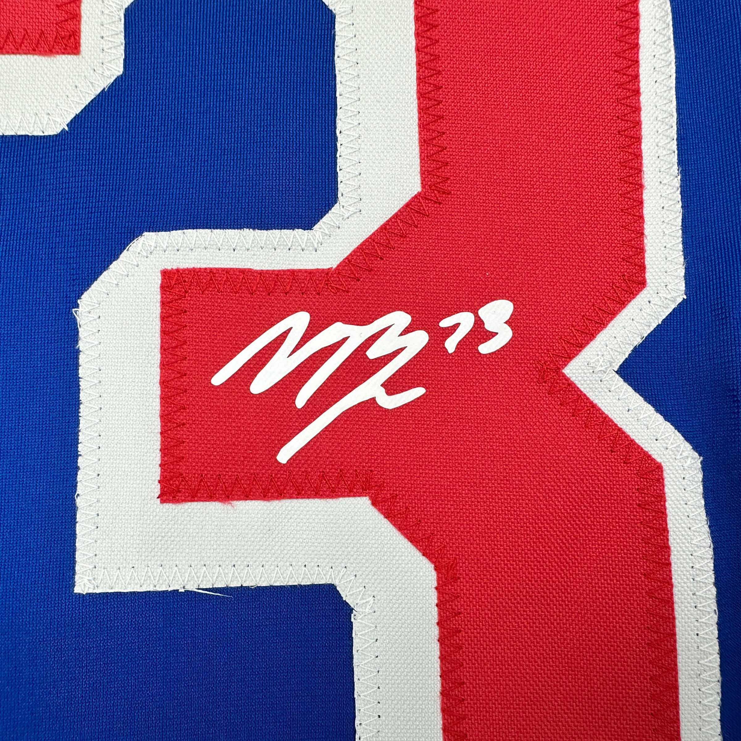 Facsimile Autographed Matt Rempe New York Blue Reprint Laser Auto Hockey Jersey Size Men's XL