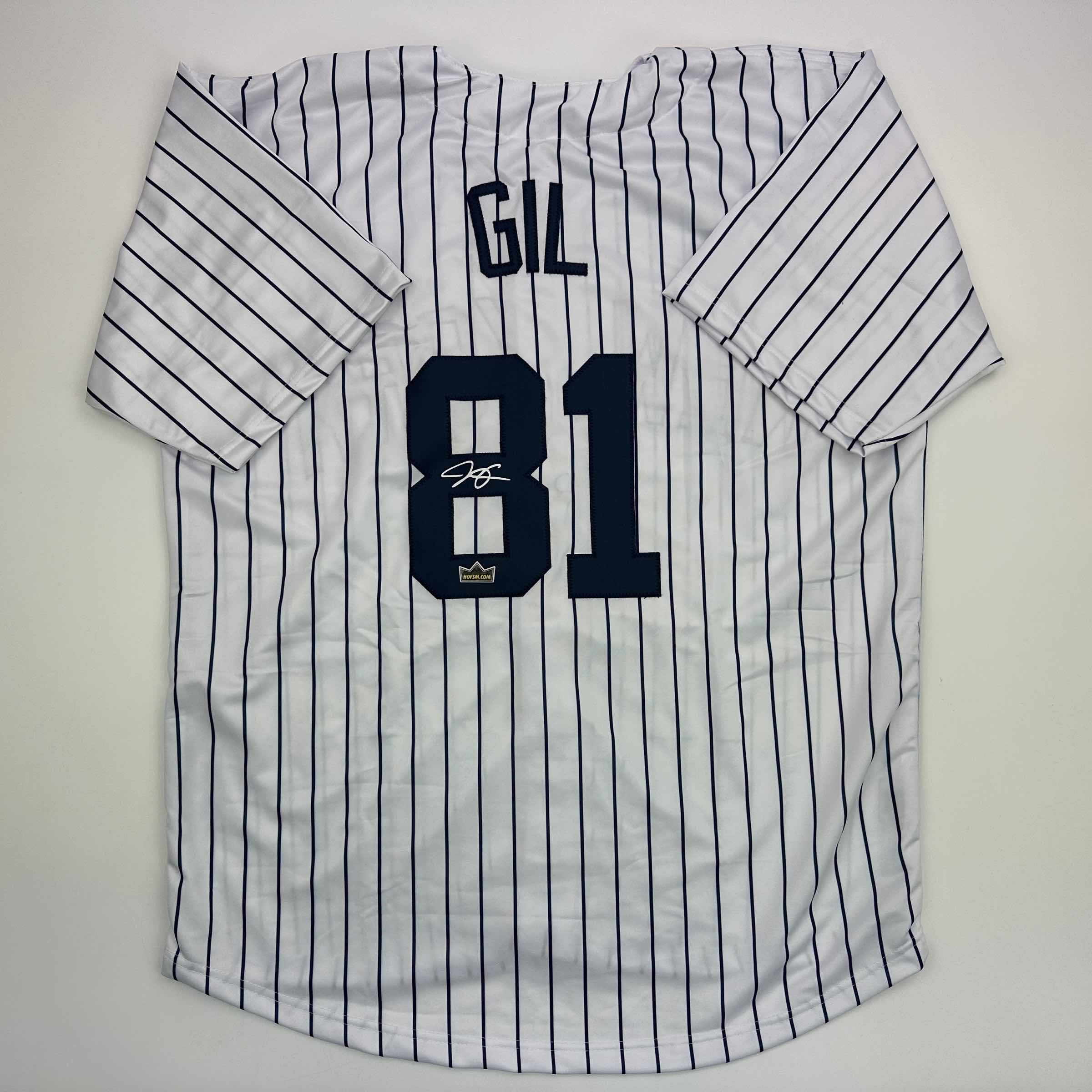 Facsimile Autographed Luis Gil New York Pinstripe Reprint Laser Auto Baseball Jersey Size Men's XL