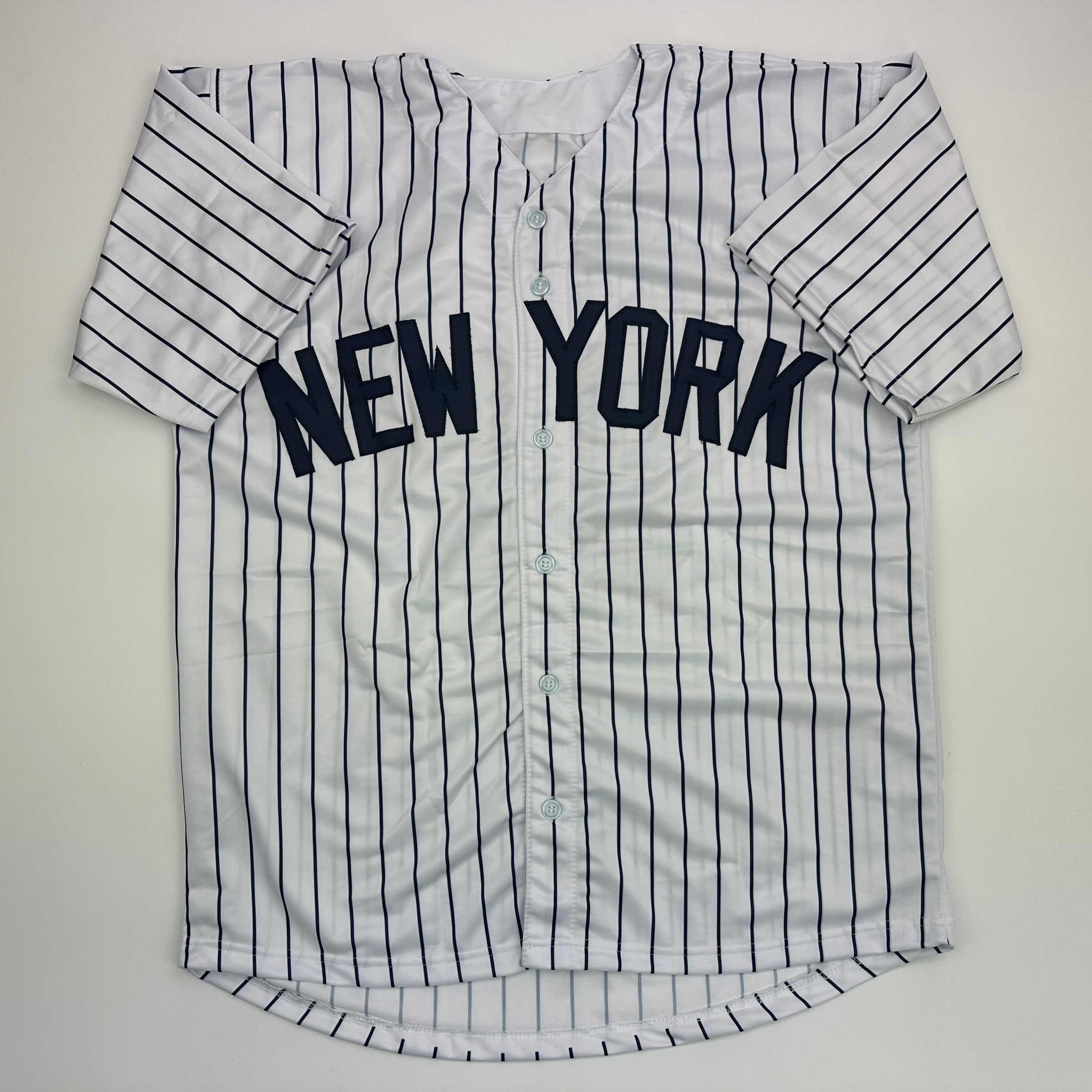 Facsimile Autographed Luis Gil New York Pinstripe Reprint Laser Auto Baseball Jersey Size Men's XL