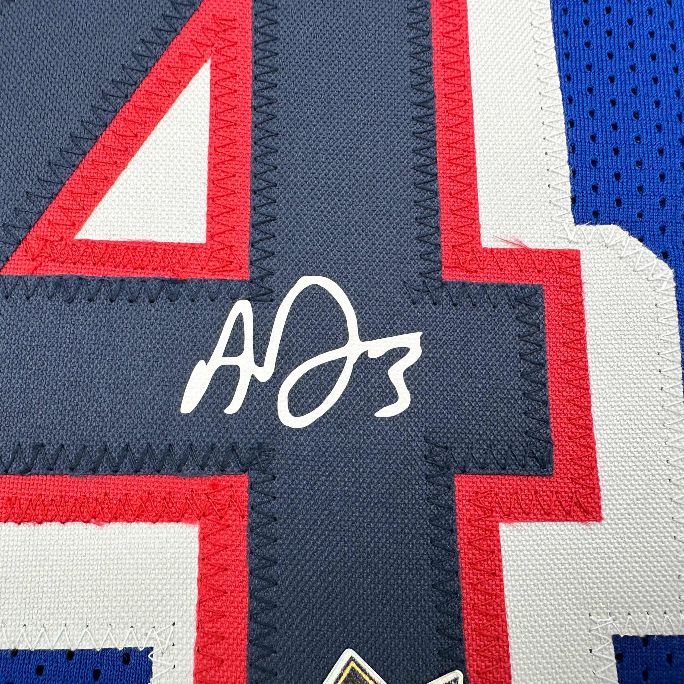 Facsimile Autographed Anthony Davis 2024 United States Team USA Blue Reprint Laser Auto Basketball Jersey Size Men's XL