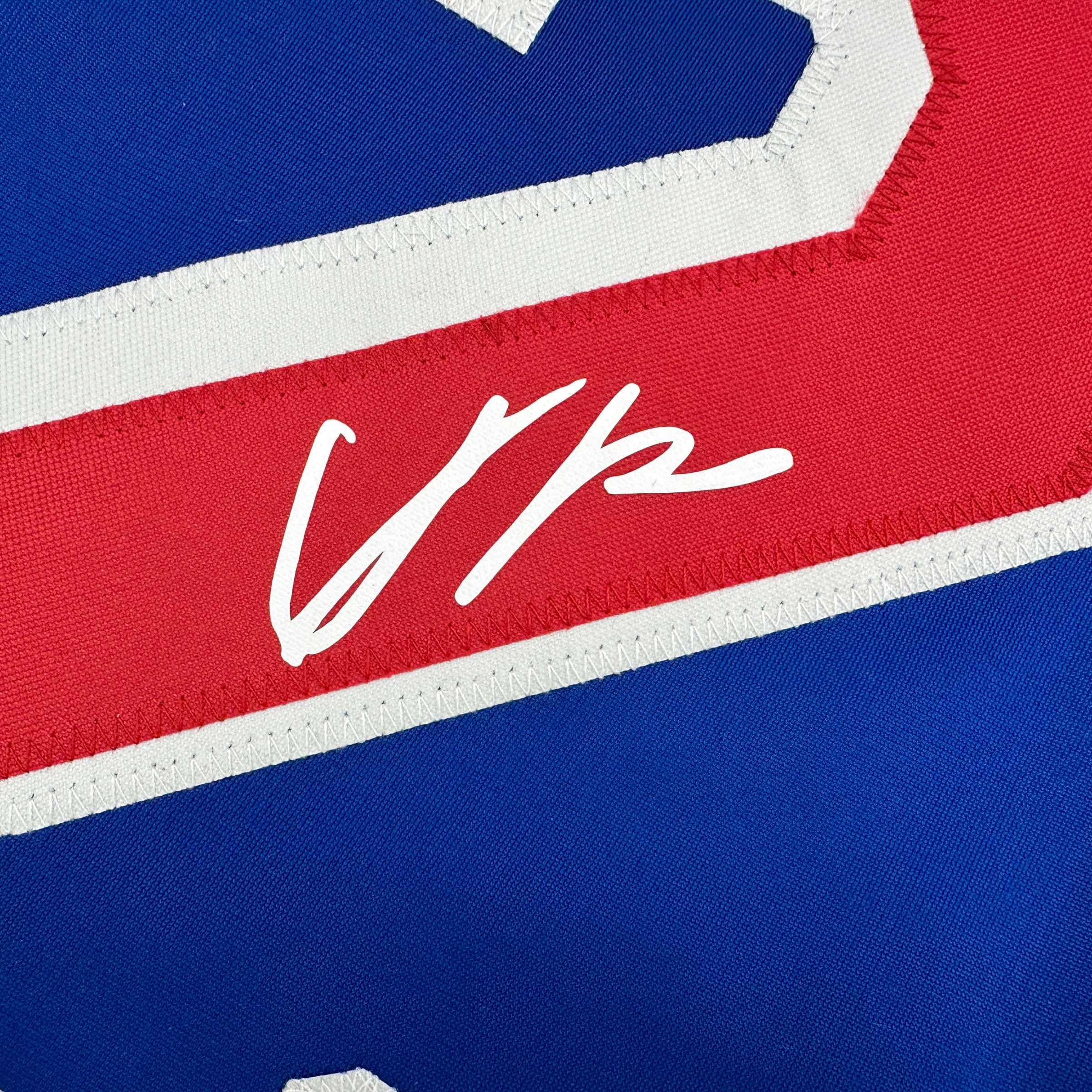 Framed Facsimile Autographed Adam Fox 35x39 New York Blue Reprint Laser Auto Hockey Jersey