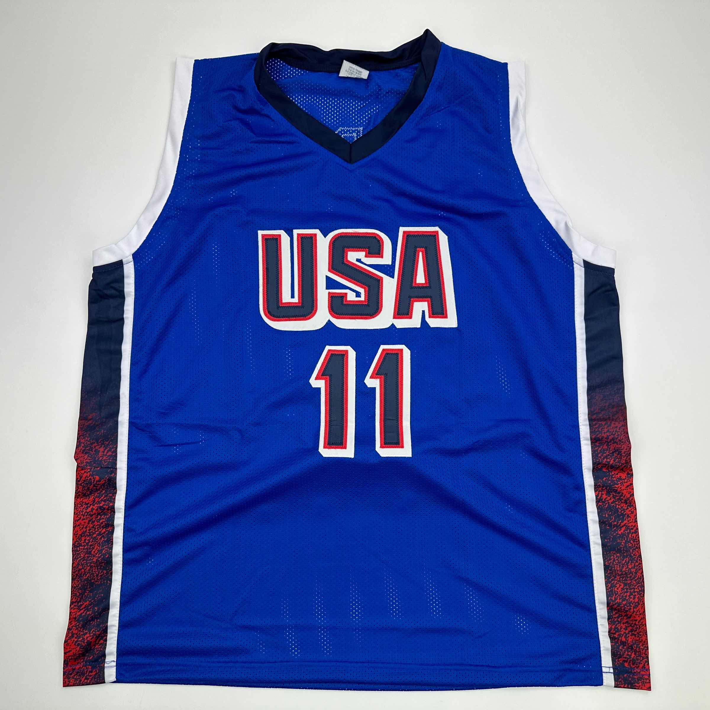 Facsimile Autographed Joel Embiid 2024 United States Team USA Blue Reprint Laser Auto Basketball Jersey Size Men's XL