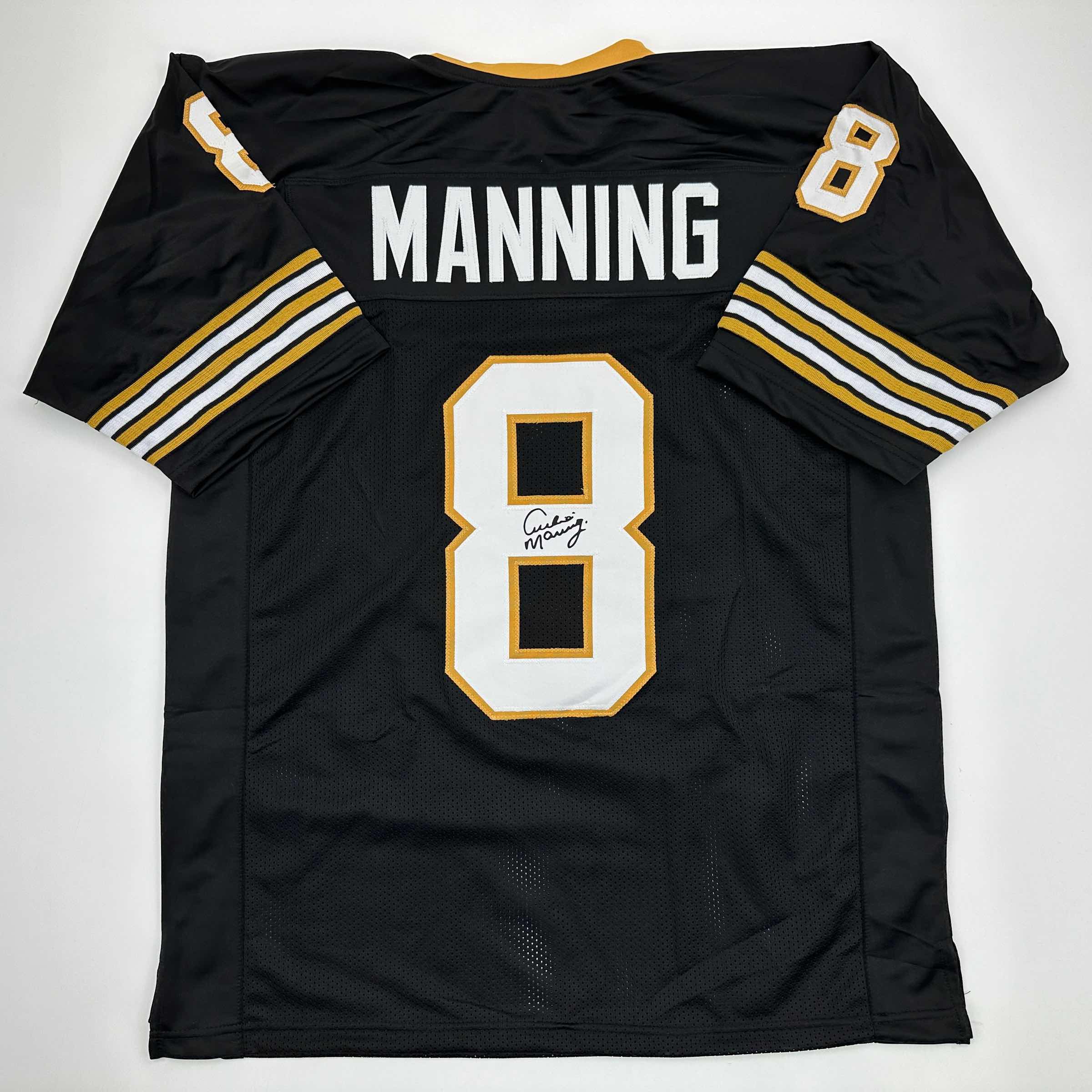 Facsimile Autographed Archie Manning New Orleans Black Reprint Laser Auto Football Jersey Size Men's XL