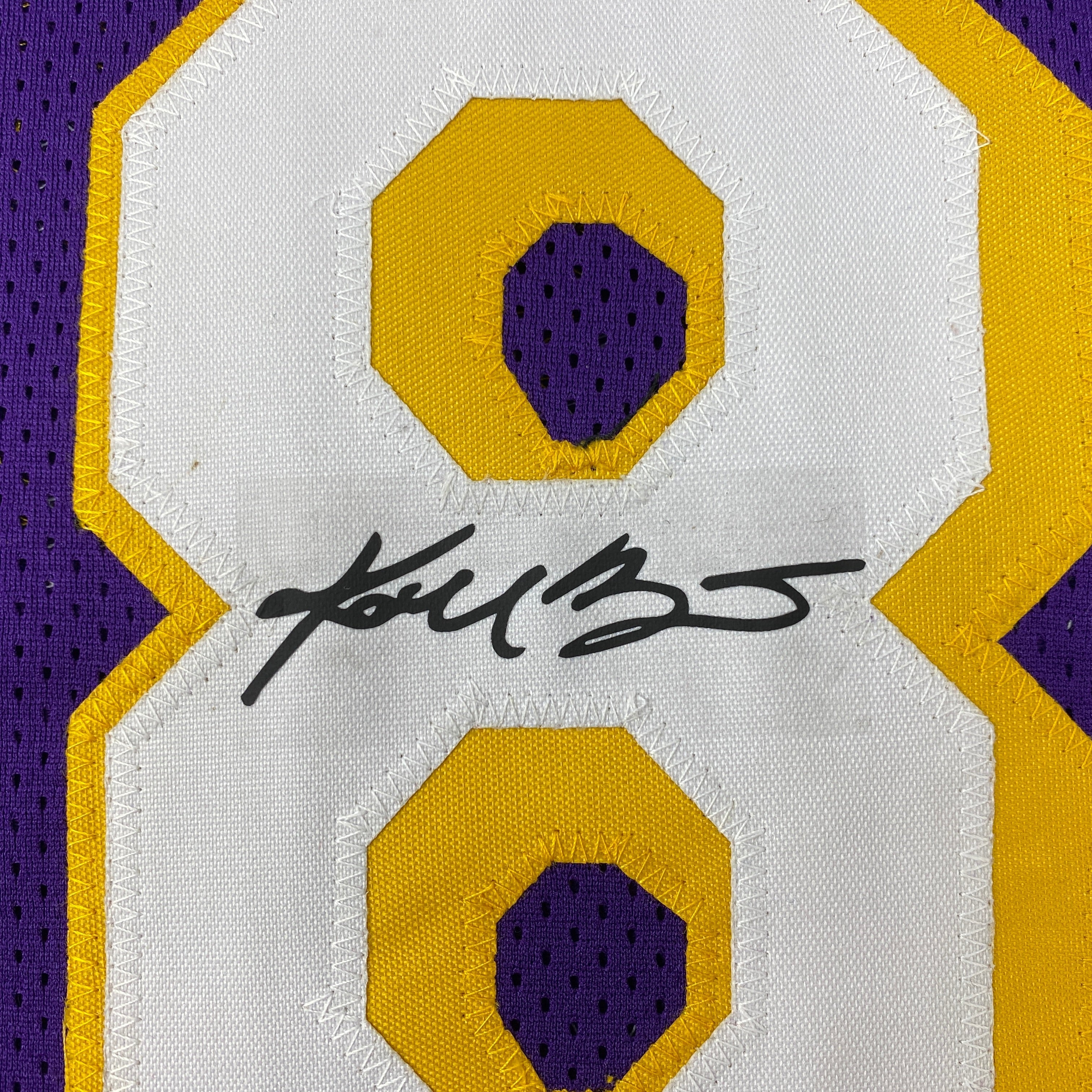 Facsimile Autographed Kobe Bryant #8 Los Angeles LA Purple Reprint Laser Auto Basketball Jersey Size Men's XL