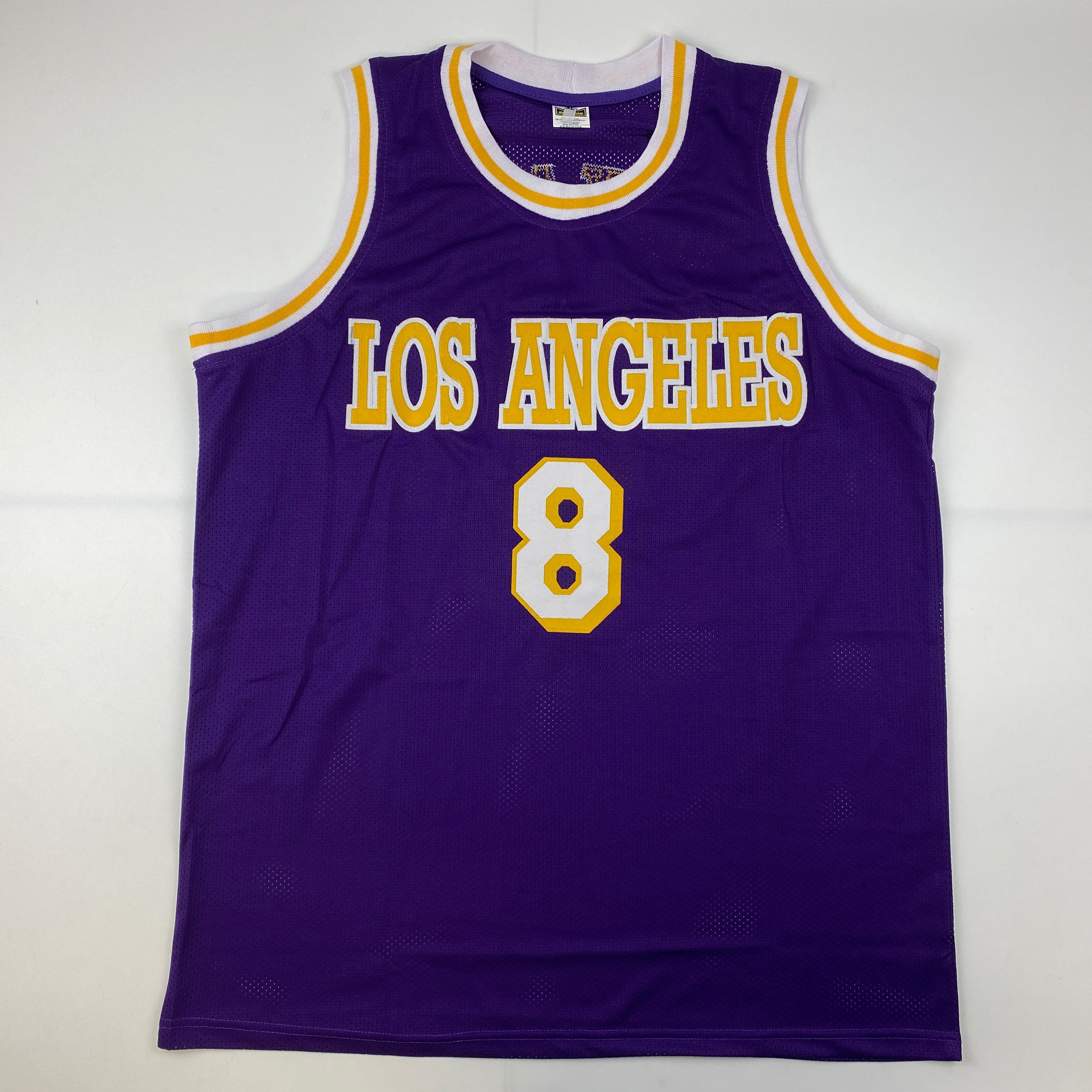 Facsimile Autographed Kobe Bryant #8 Los Angeles LA Purple Reprint Laser Auto Basketball Jersey Size Men's XL
