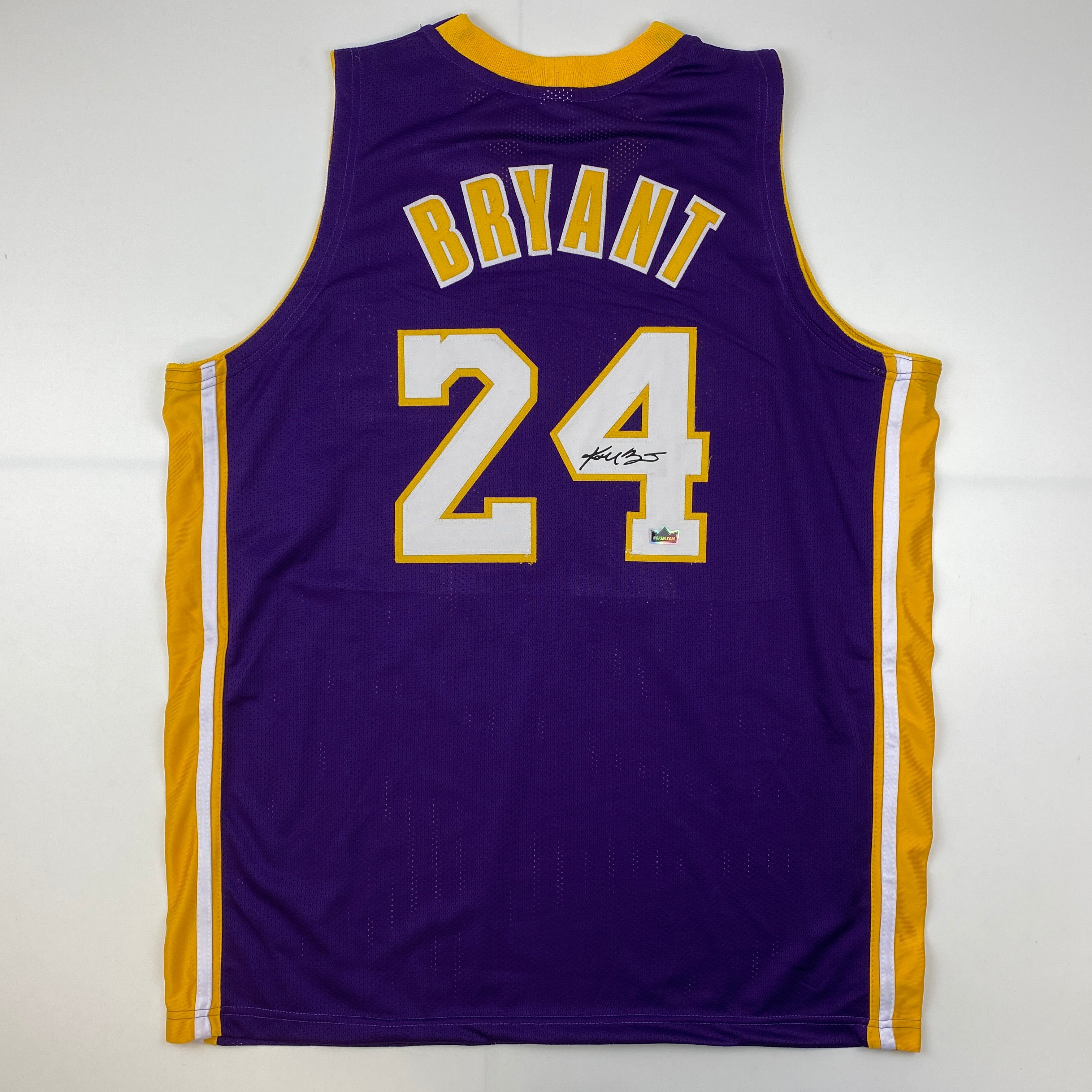 Facsimile Autographed Kobe Bryant #24 Los Angeles LA Purple Reprint Laser Auto Basketball Jersey Size Men's XL