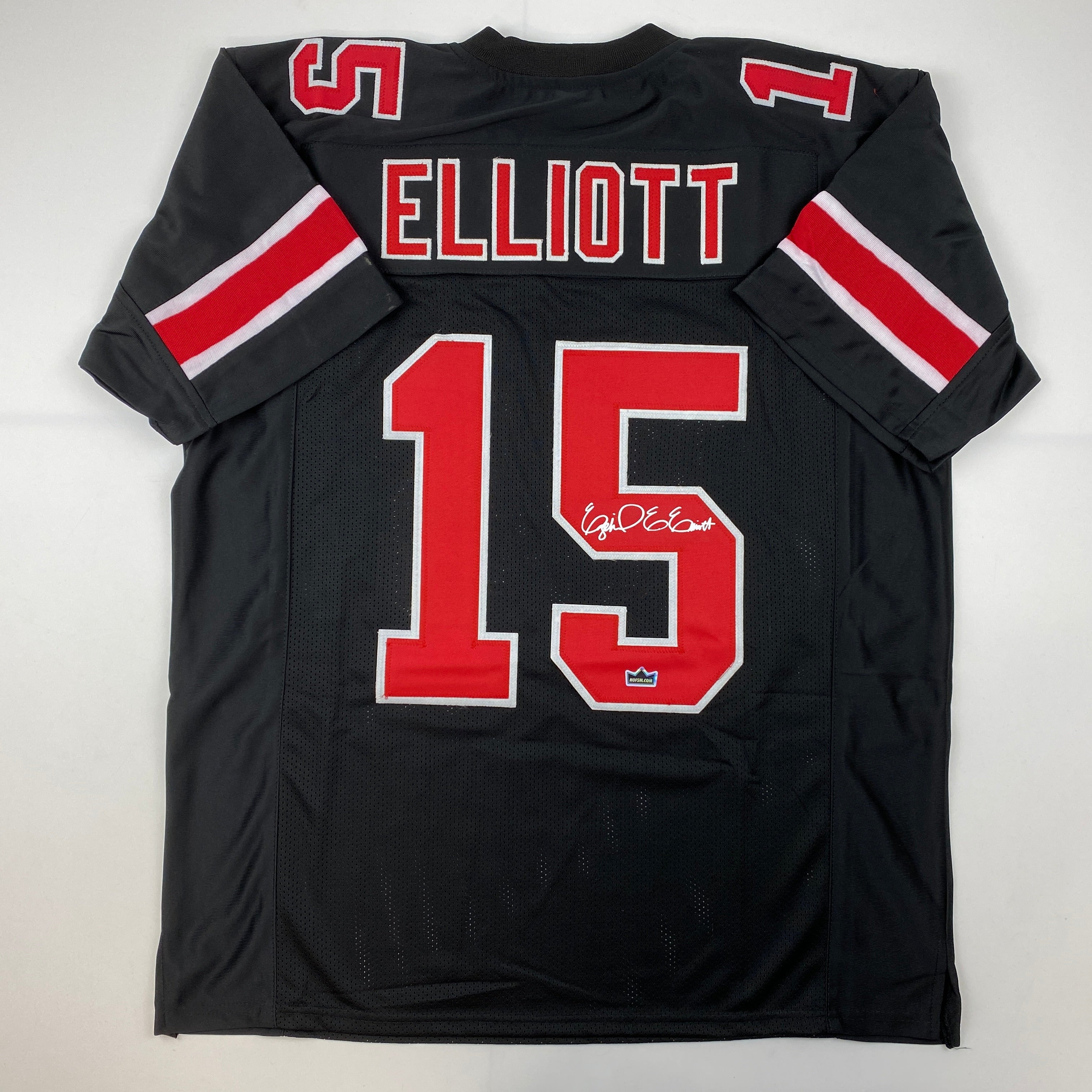Facsimile Autographed Ezekiel Elliott Ohio State Black Reprint Laser Auto College Football Jersey Size Men's XL