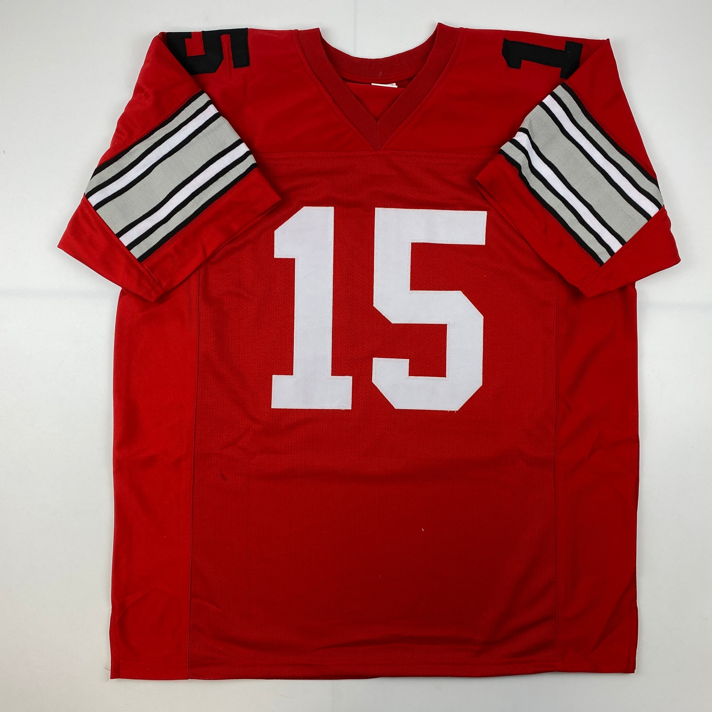 Facsimile Autographed Ezekiel Elliott Ohio State Red Reprint Laser Auto College Football Jersey Size Men's XL