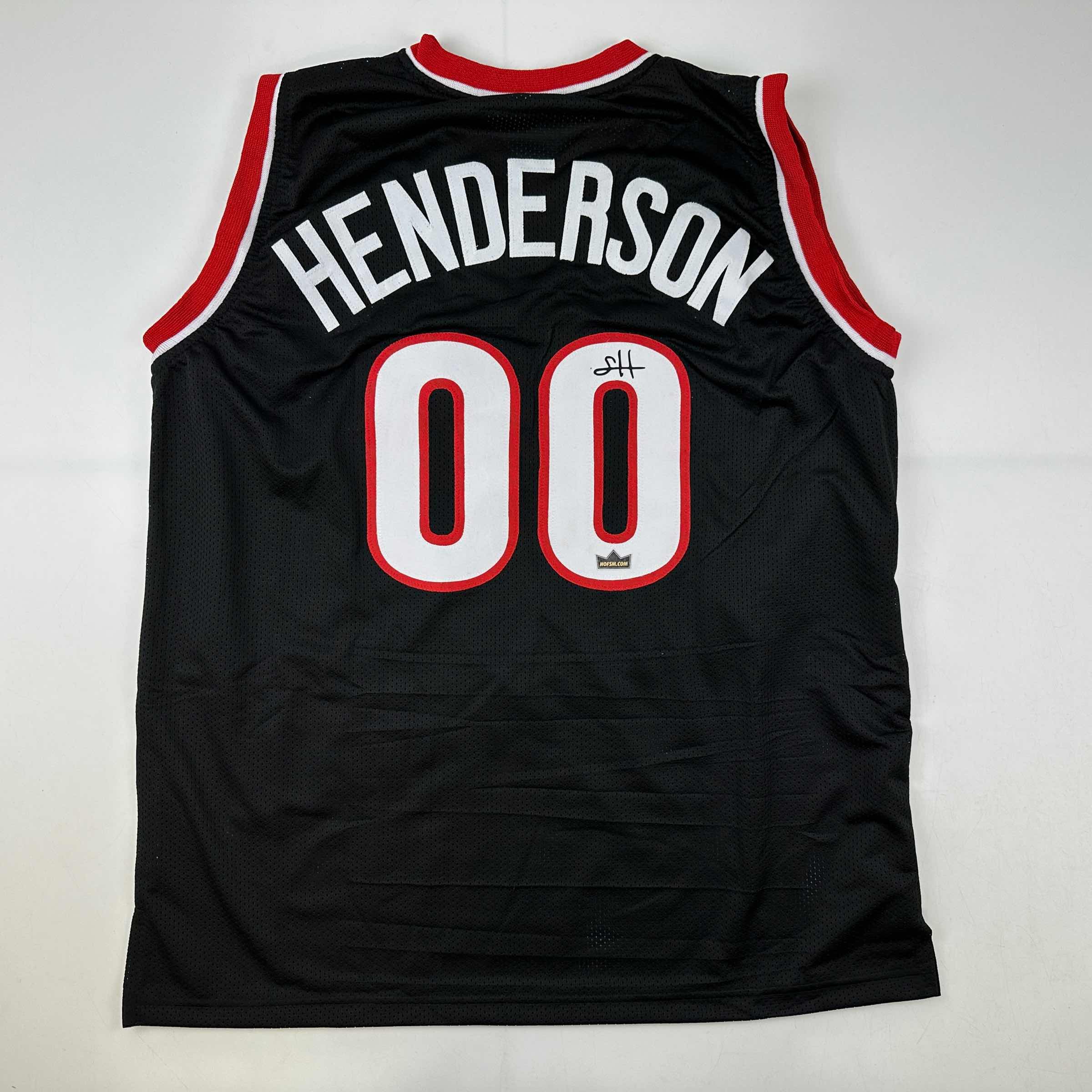 Facsimile Autographed Scoot Henderson Portland Black Reprint Laser Auto Basketball Jersey Size Men's XL