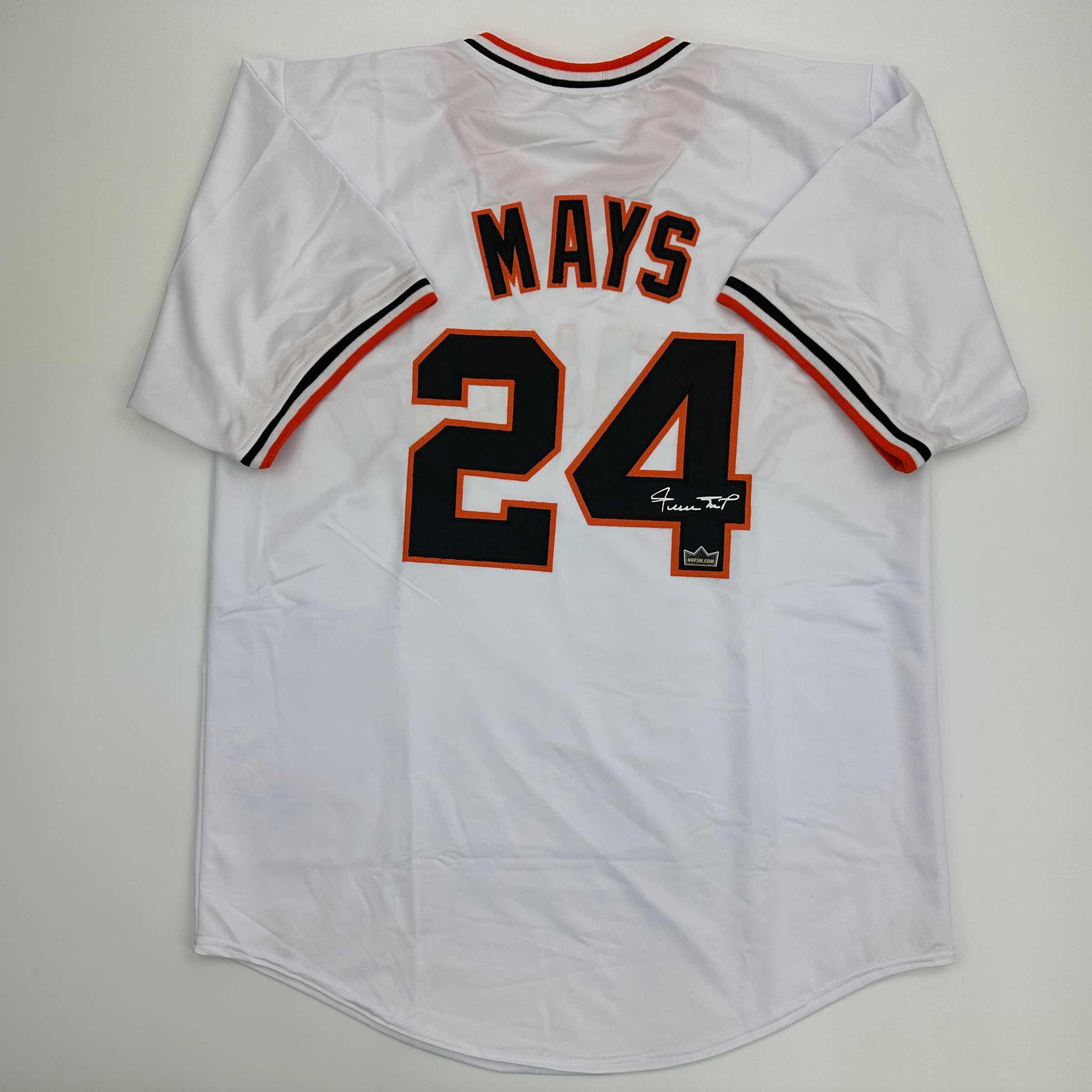 Facsimile Autographed Willie Mays San Francisco White Reprint Laser Auto Baseball Jersey Size Men's XL