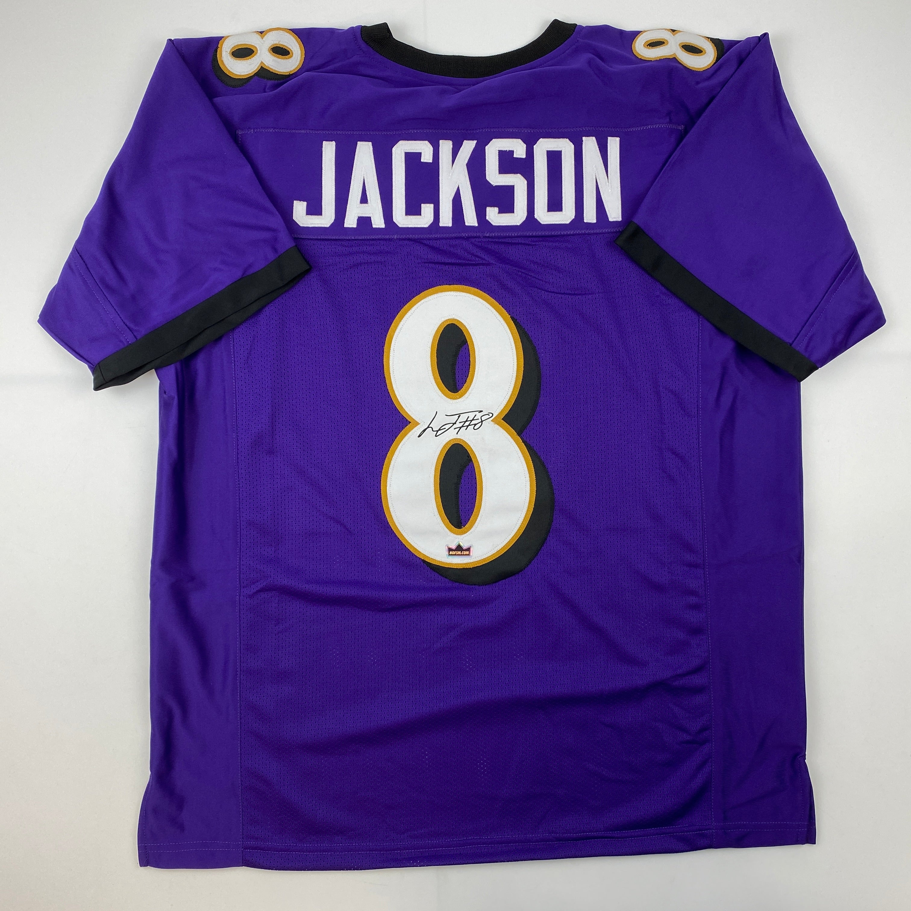 Facsimile Autographed Lamar Jackson Baltimore Purple Reprint Laser Auto Football Jersey Size Men's XL