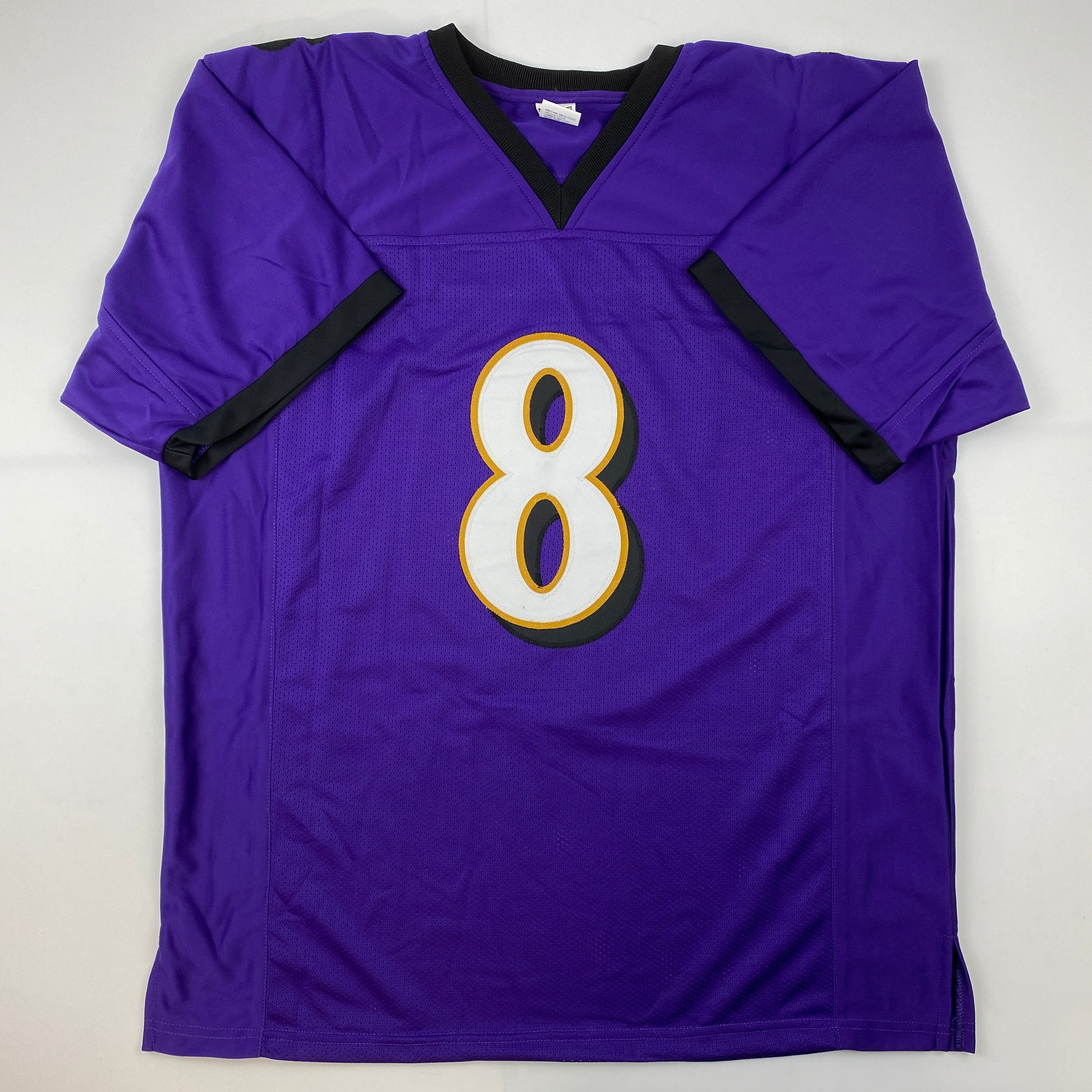 Facsimile Autographed Lamar Jackson Baltimore Purple Reprint Laser Auto Football Jersey Size Men's XL