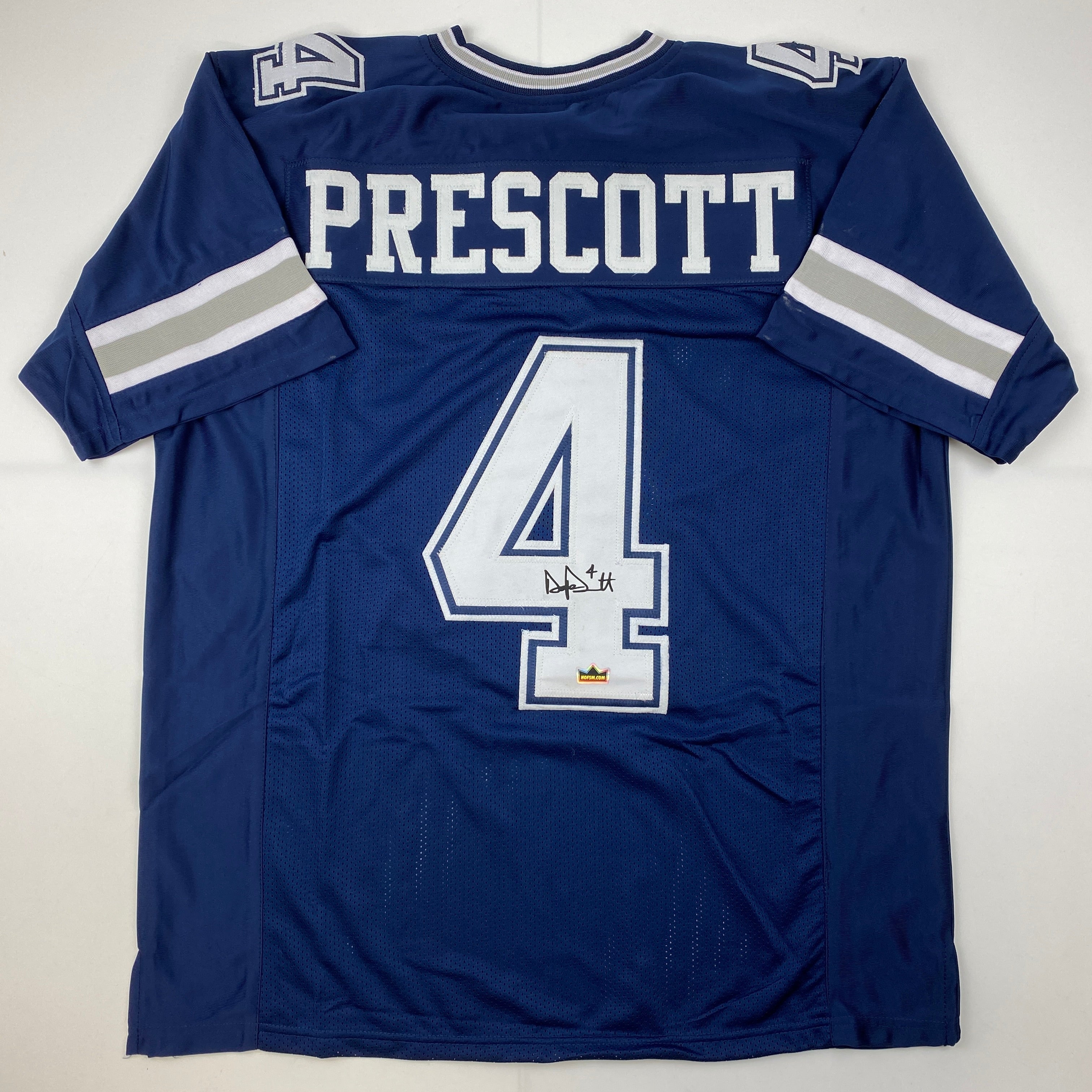 Facsimile Autographed Dak Prescott Dallas Blue Reprint Laser Auto Football Jersey Size Men's XL