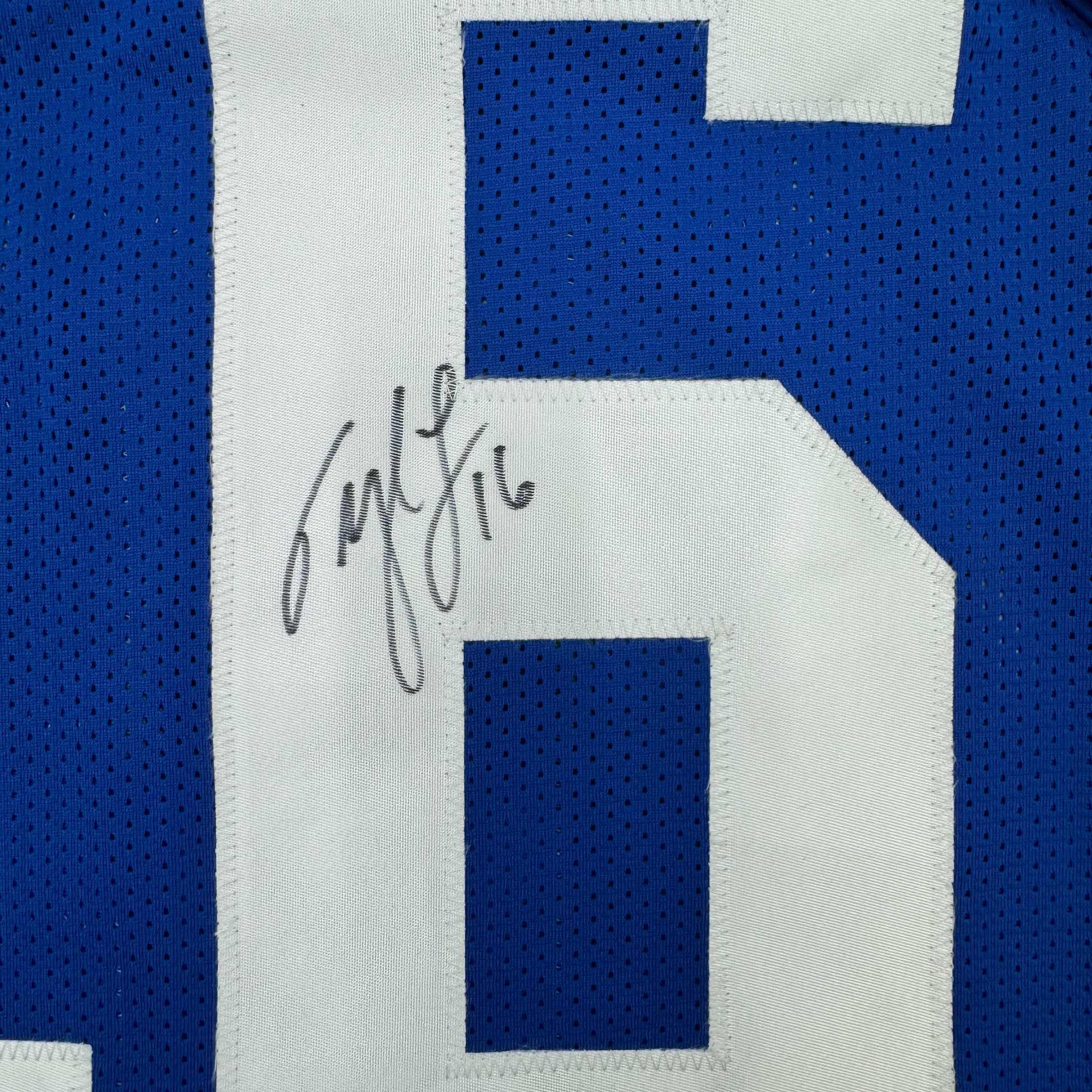 Autographed/Signed Tyler Lockett Seattle Blue Retro Football Jersey JSA COA