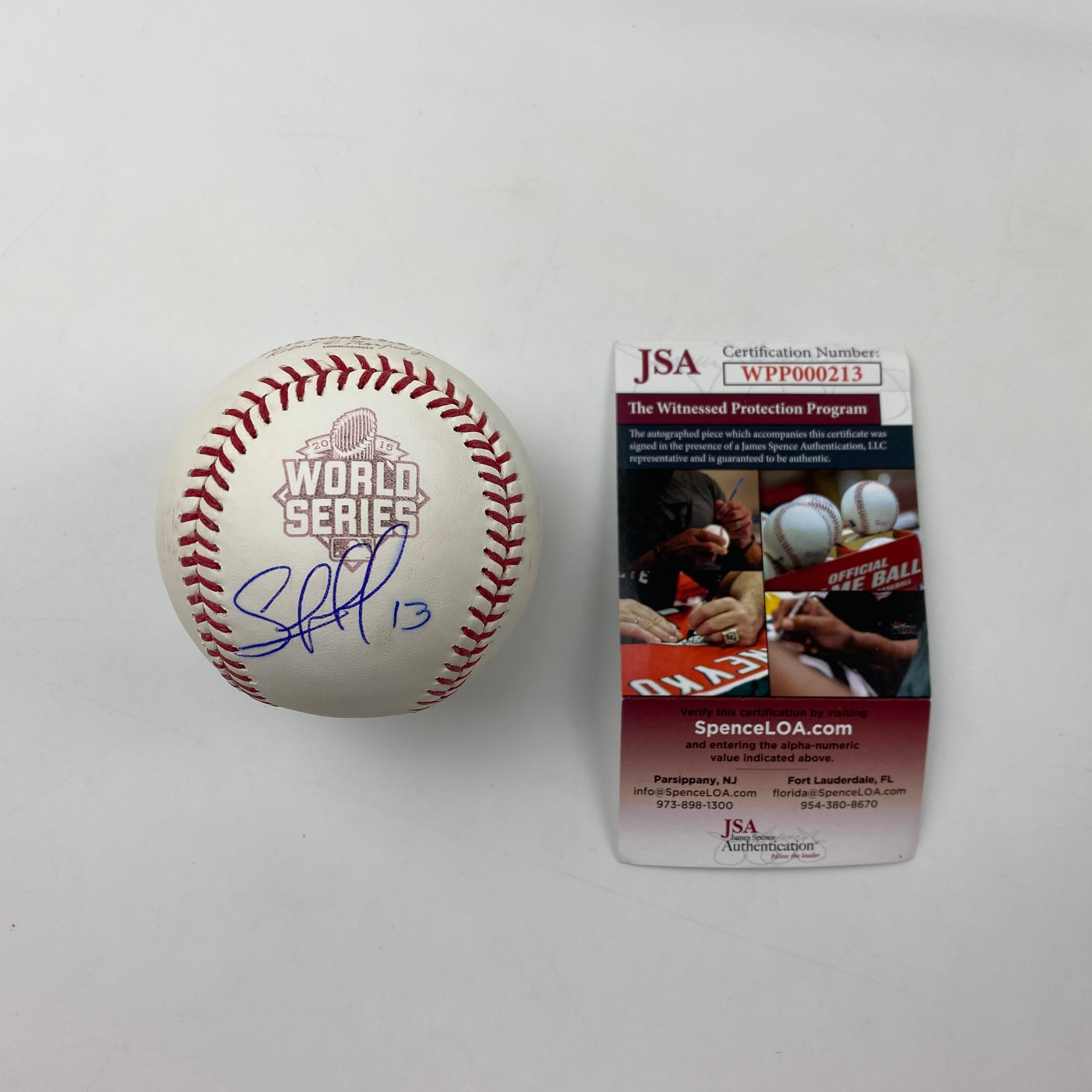 Autographed/Signed Salvador Perez 2015 World Series Rawlings Official Major League Baseball ROML JSA COA