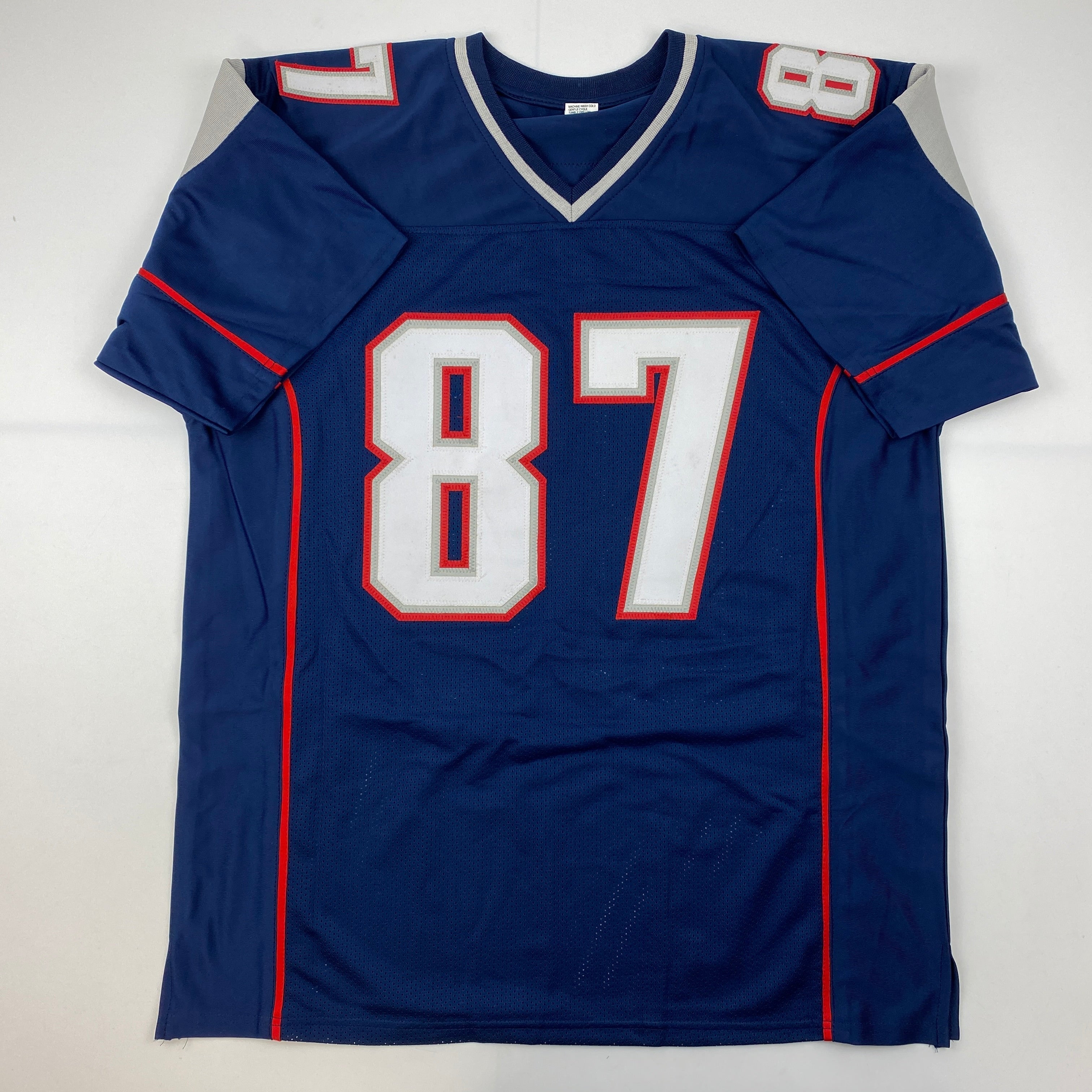 Facsimile Autographed Rob Gronk Gronkowski New England Blue Reprint Laser Auto Football Jersey Size Men's XL