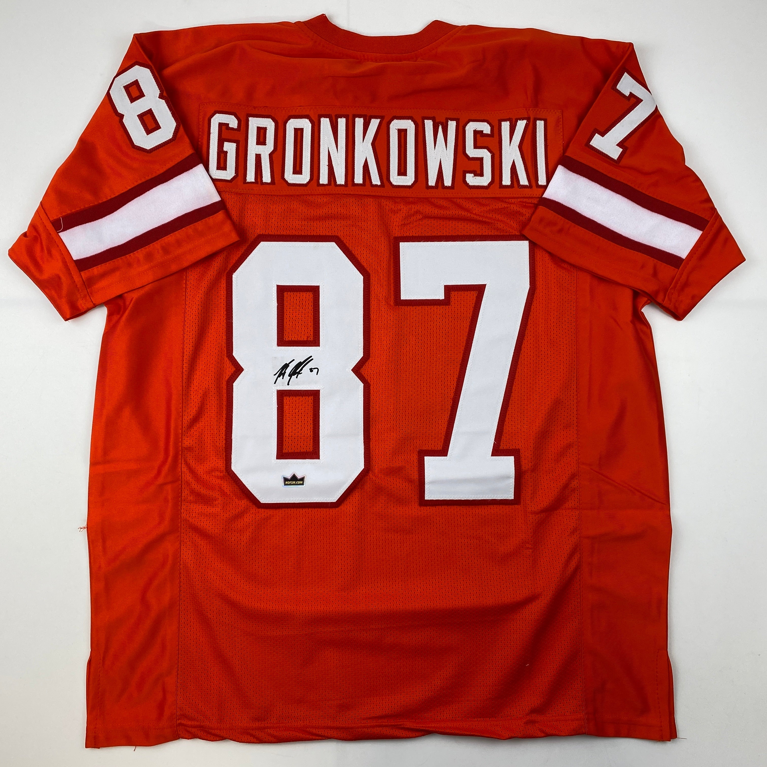 Facsimile Autographed Rob Gronk Gronkowski Tampa Bay Orange Retro Reprint Laser Auto Football Jersey Size Men's XL