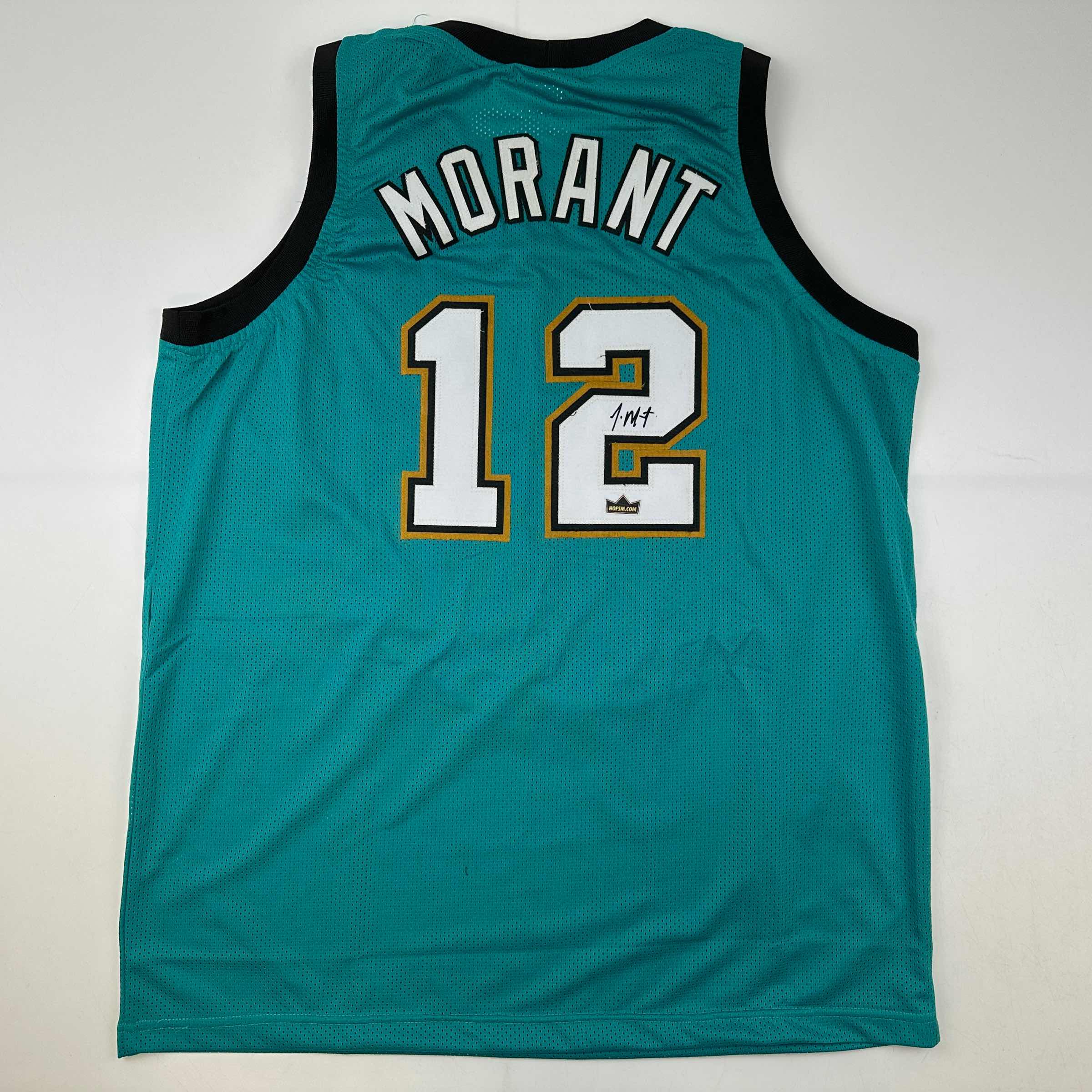 Facsimile Autographed Ja Morant Memphis Teal Retro Reprint Laser Auto Basketball Jersey Size Men's XL