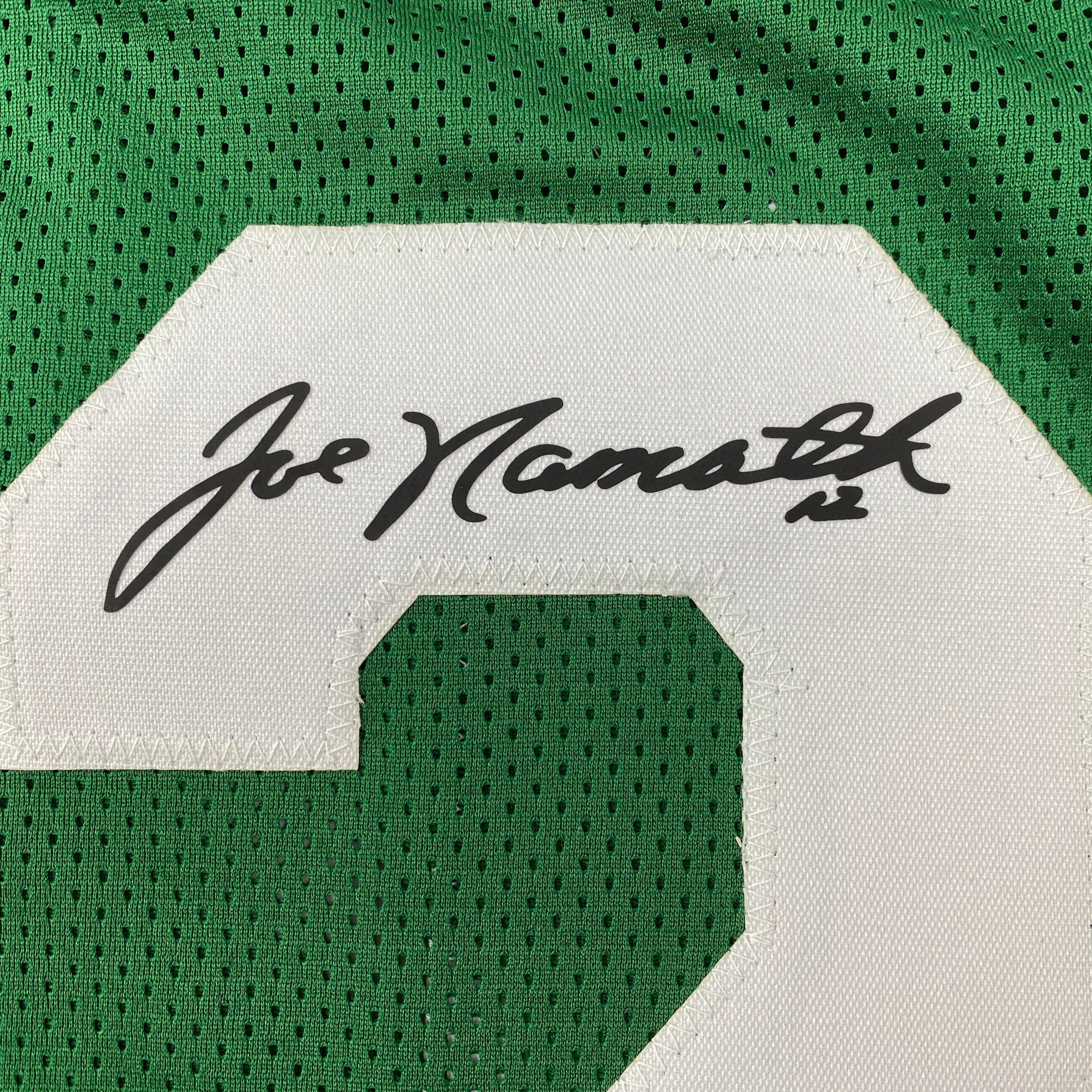 Facsimile Autographed Joe Namath New York Green Reprint Laser Auto Football Jersey Size Men's XL
