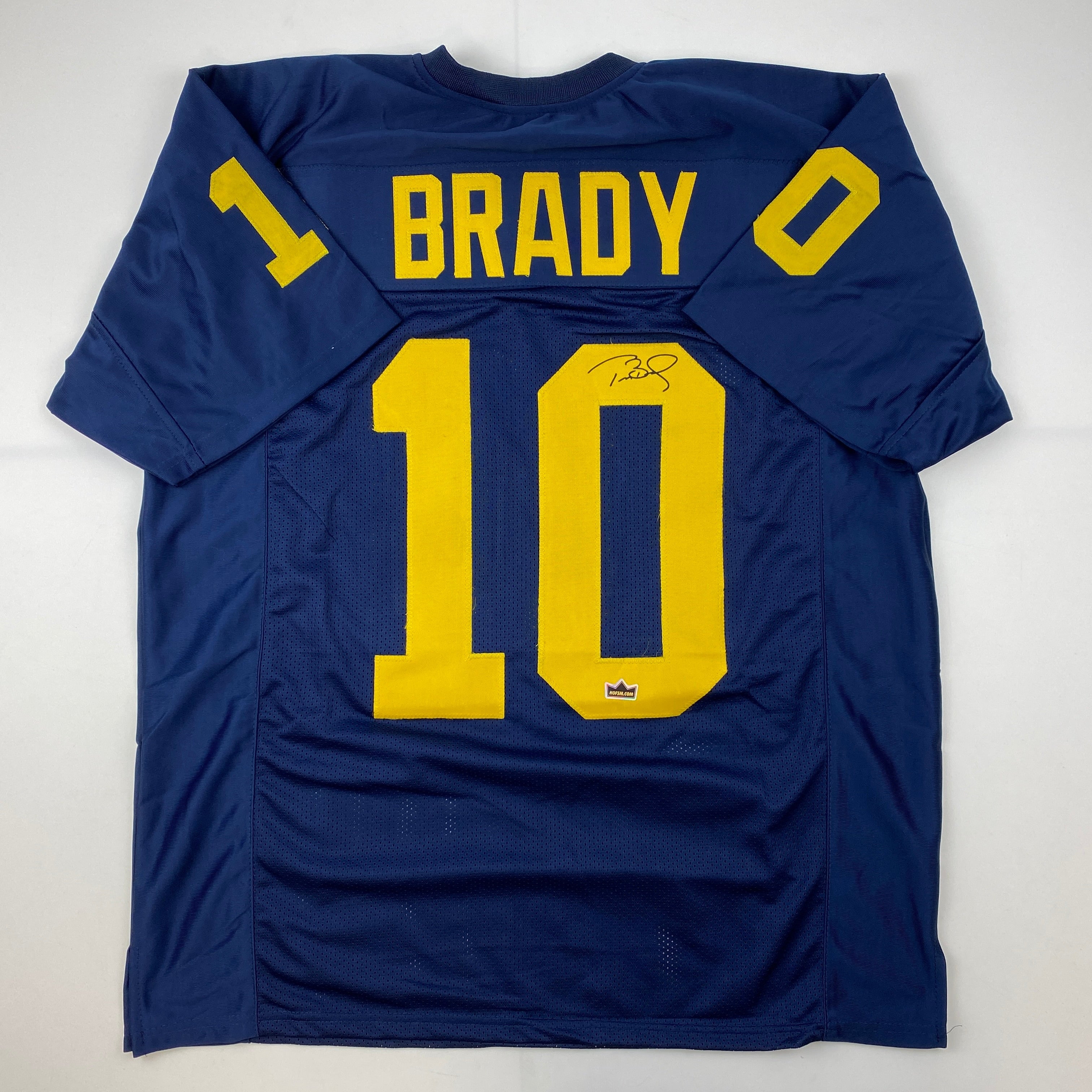 Facsimile Autographed Tom Brady Michigan Blue Reprint Laser Auto College Football Jersey Size Men's XL