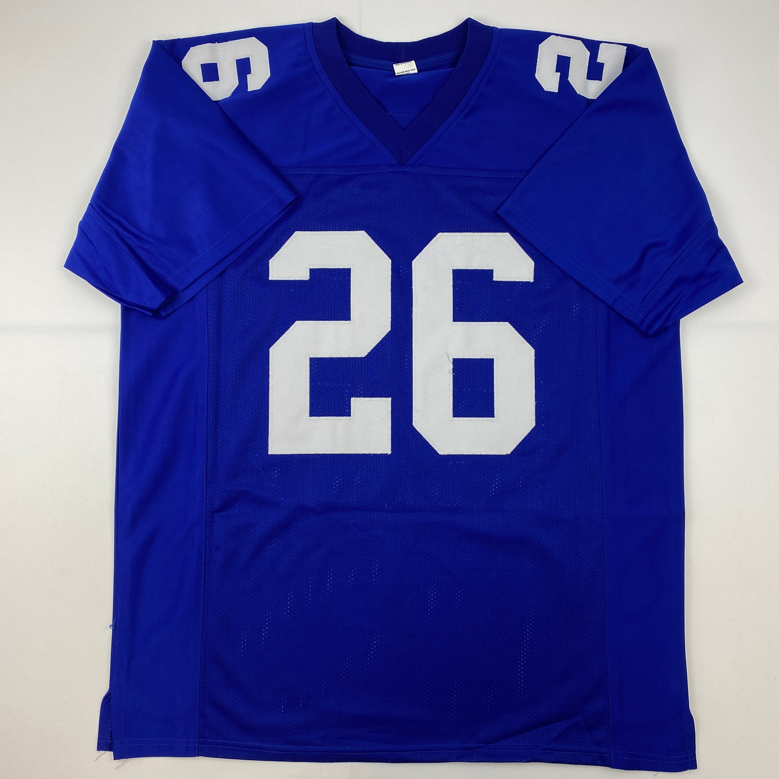 Facsimile Autographed Saquon Barkley New York Blue Reprint Laser Auto Football Jersey Size Men's XL
