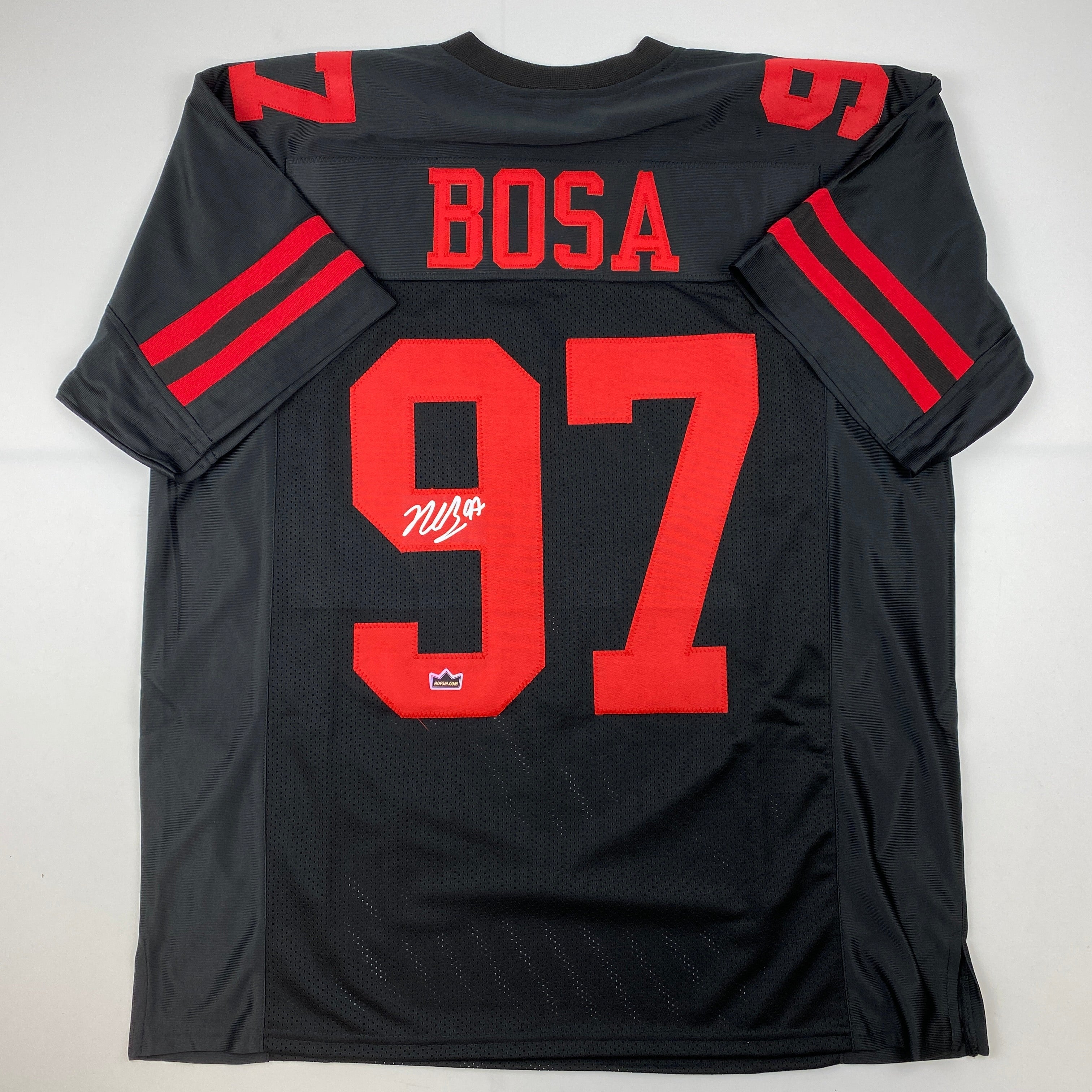 Facsimile Autographed Nick Bosa San Francisco Black Reprint Laser Auto Football Jersey Size Men's XL