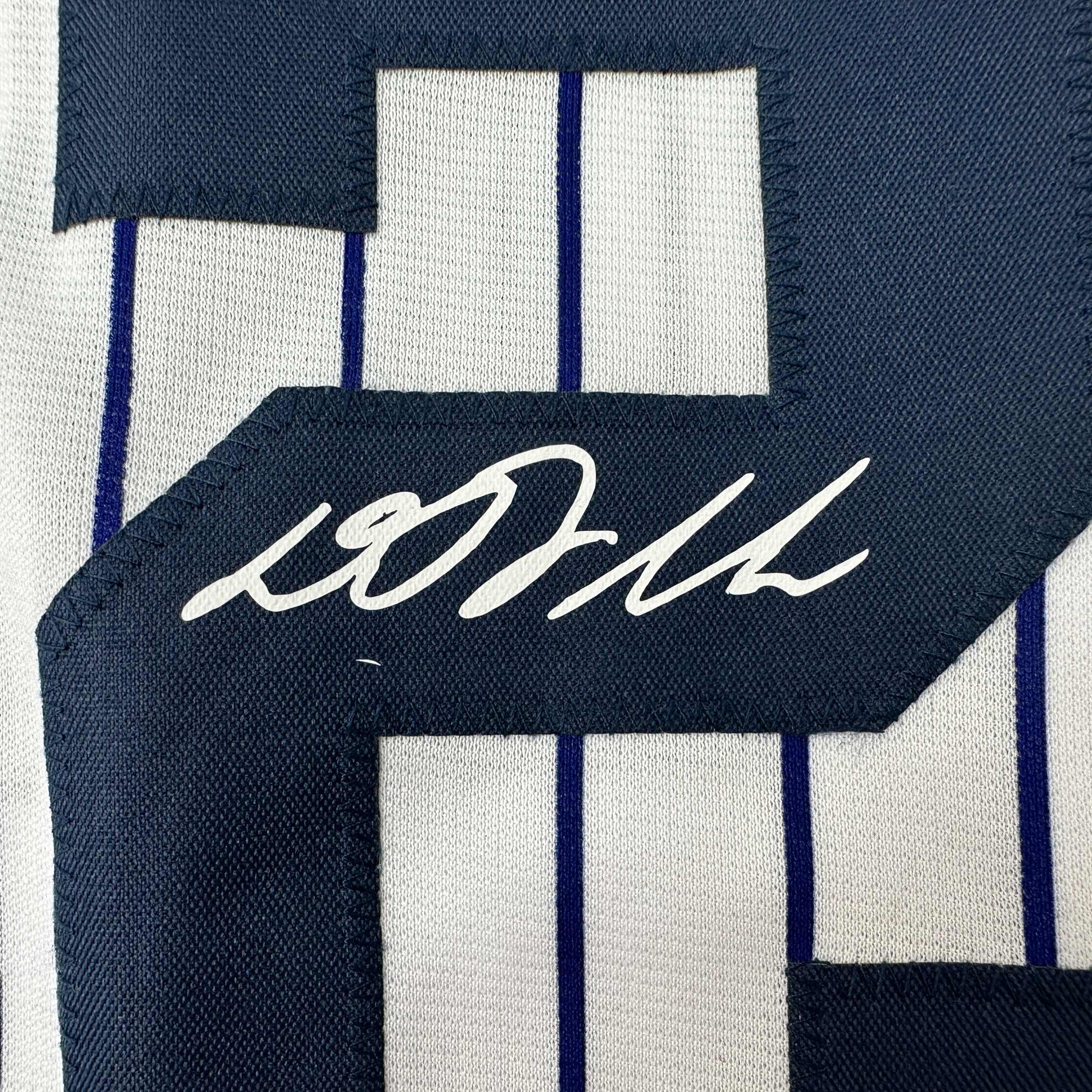 Facsimile Autographed D.J. DJ LeMahieu New York Pinstripe Reprint Laser Auto Baseball Jersey Size Men's XL