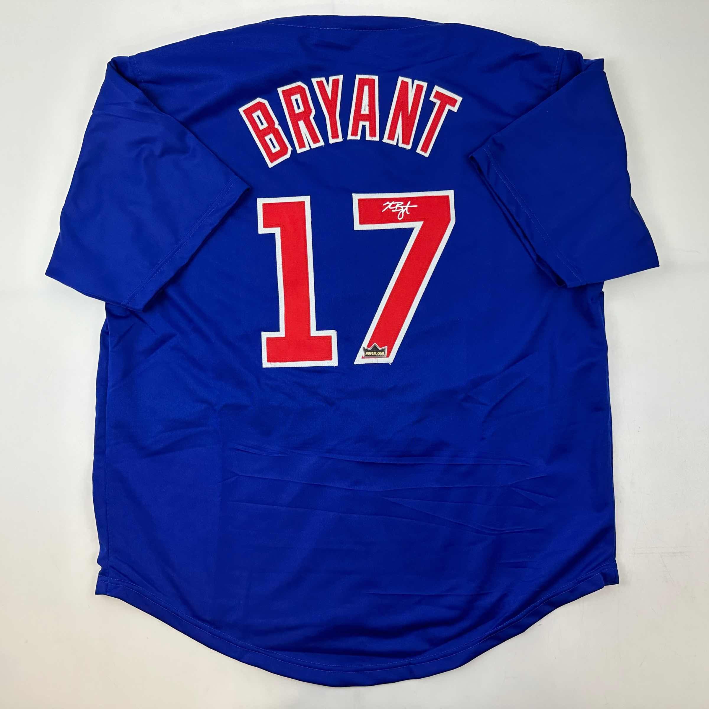 Facsimile Autographed Kris Bryant Chicago Blue Reprint Laser Auto Baseball Jersey Size Men's XL
