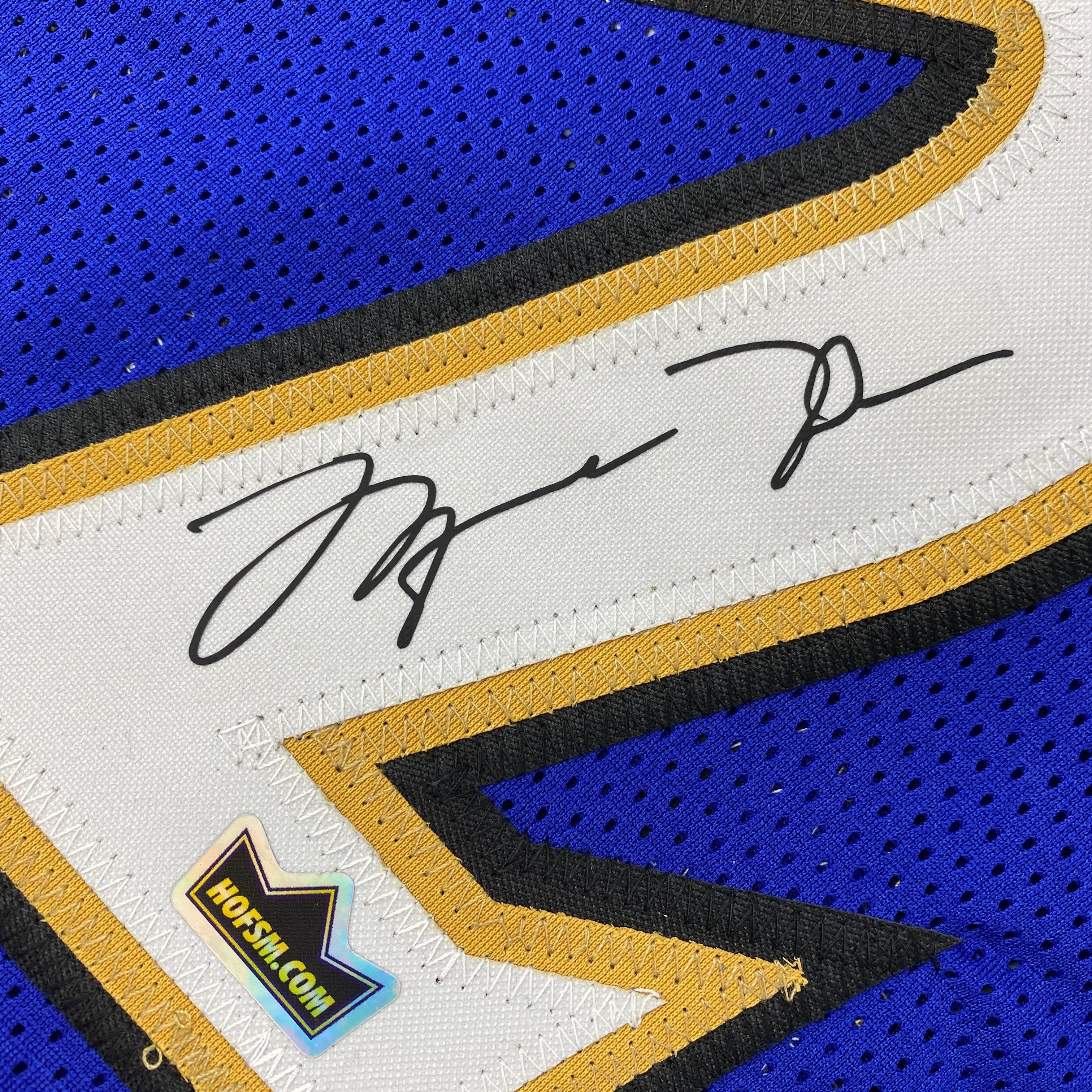 Facsimile Autographed Michael Jordan Washington Blue Reprint Laser Auto Basketball Jersey Size Men's XL